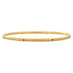 Black Diamond Studded Gold Bangle in 18K Solid Yellow Gold
