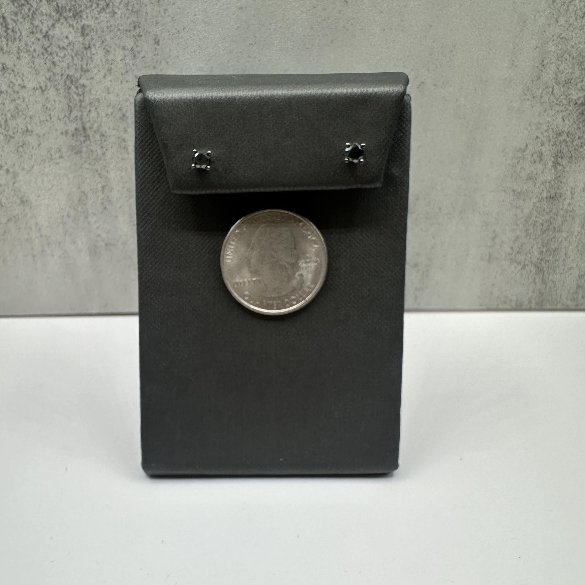 Black Diamond Studs in 10kt White Gold - 0.50ctw, Push Backs, New Condition In New Condition For Sale In West Hempstead, NY