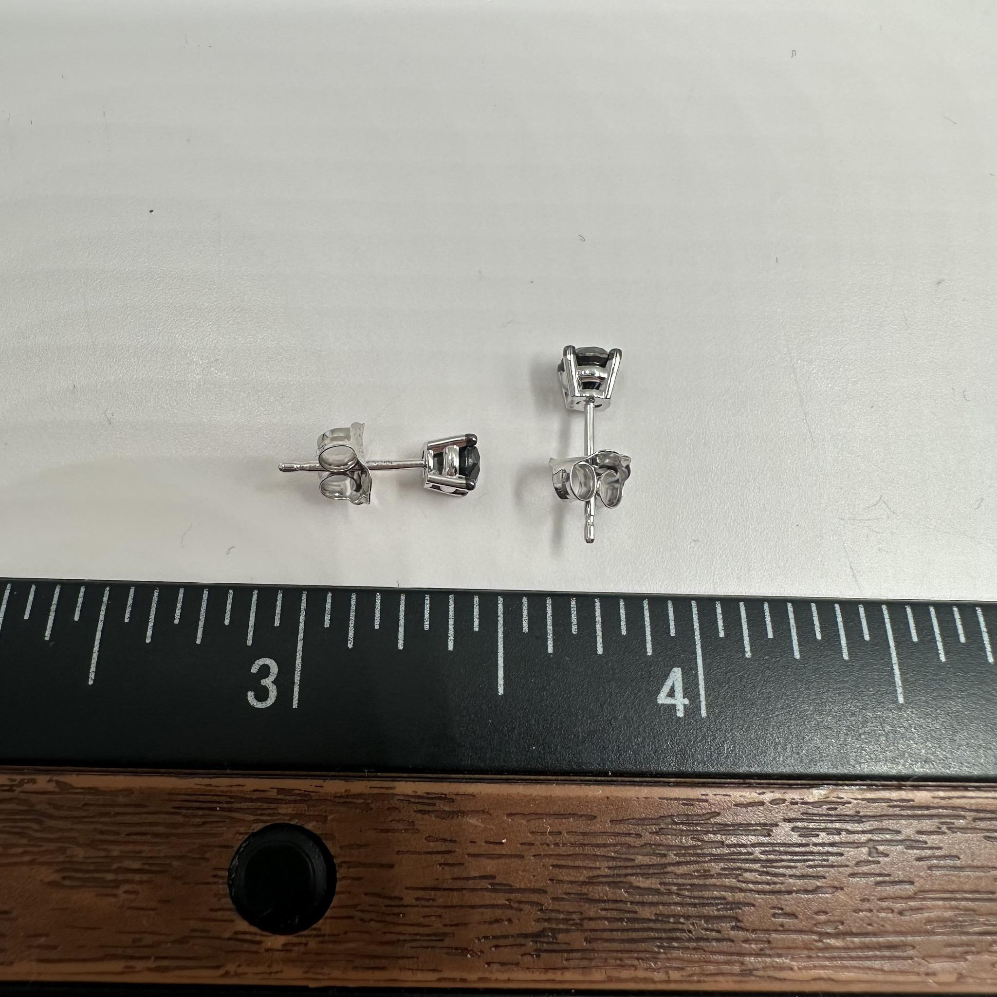 Women's or Men's Black Diamond Studs in 10kt White Gold - 0.50ctw, Push Backs, New Condition For Sale
