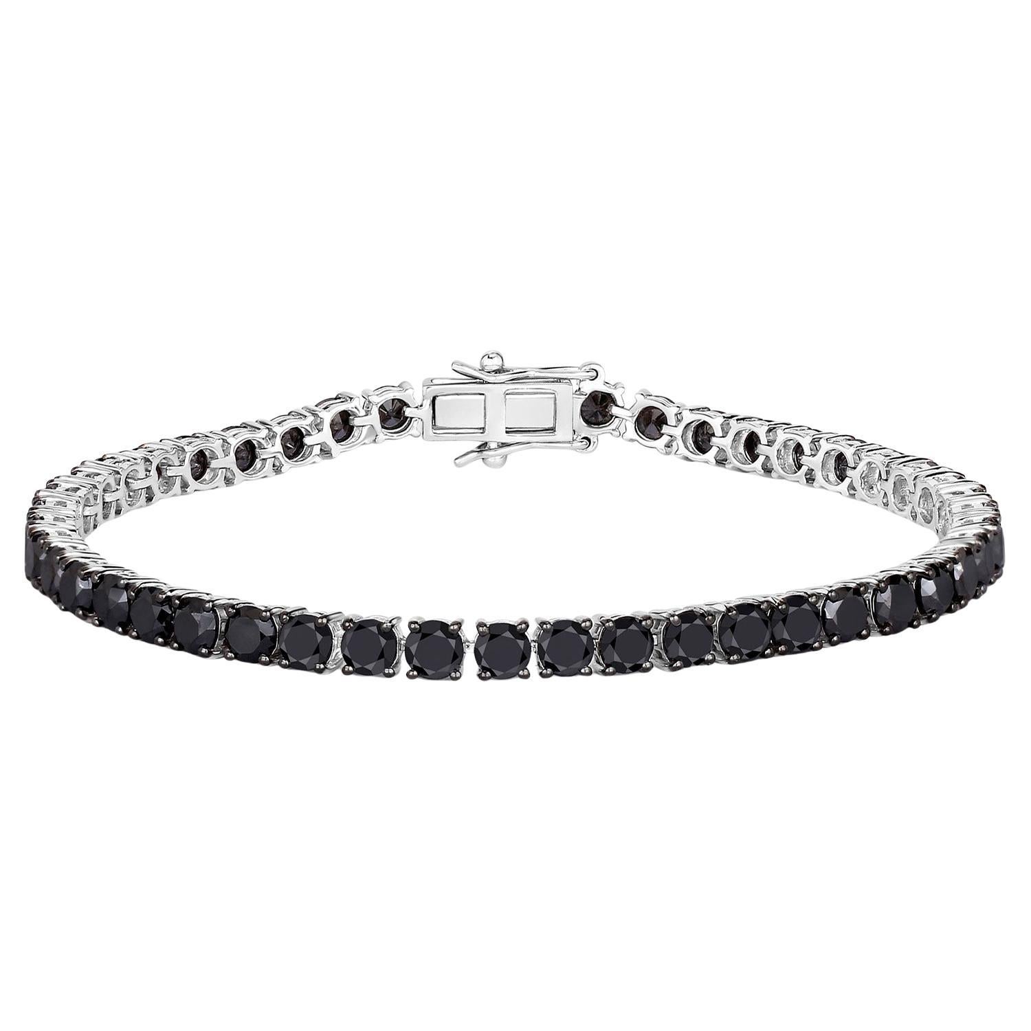 Pulsera Tenis Diamante Negro 10,8 Quilates Oro Blanco 14K