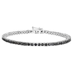Schwarzes Diamant-Tennisarmband aus Sterlingsilber, 3.15 Karat