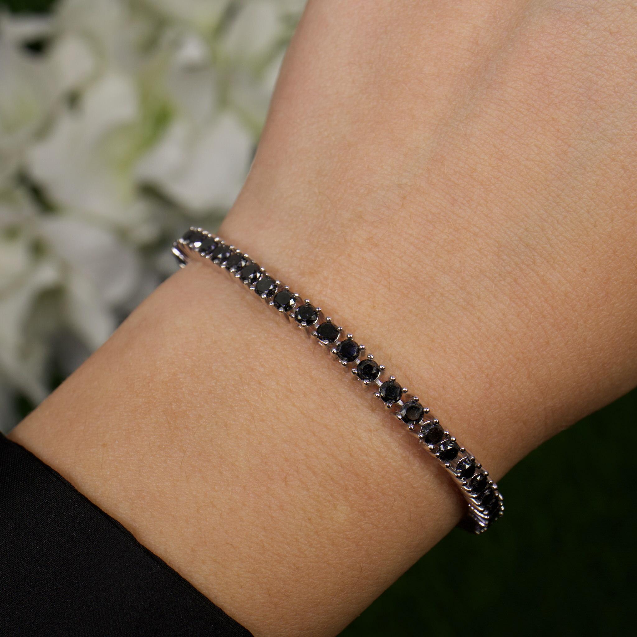 Contemporary Black Diamond Tennis Bracelet 4.6 Carats Sterling Silver