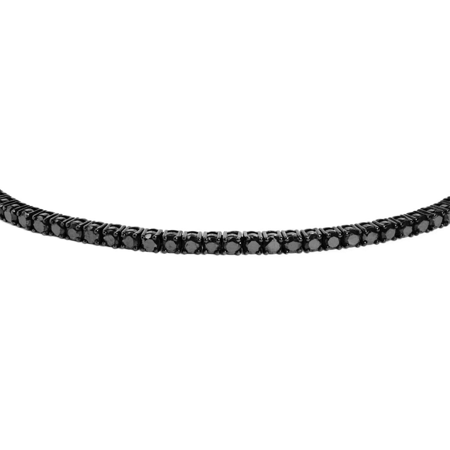 Taille ronde Bracelet tennis en diamants noirs 5 carats de 8,5 pouces en vente