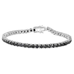 Black Diamond Tennis Bracelet 5.40 Carats 18K White Gold Plated Sterling Silver