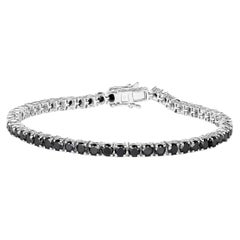 Bracelet tennis en argent sterling et diamants noirs de 5,40 carats