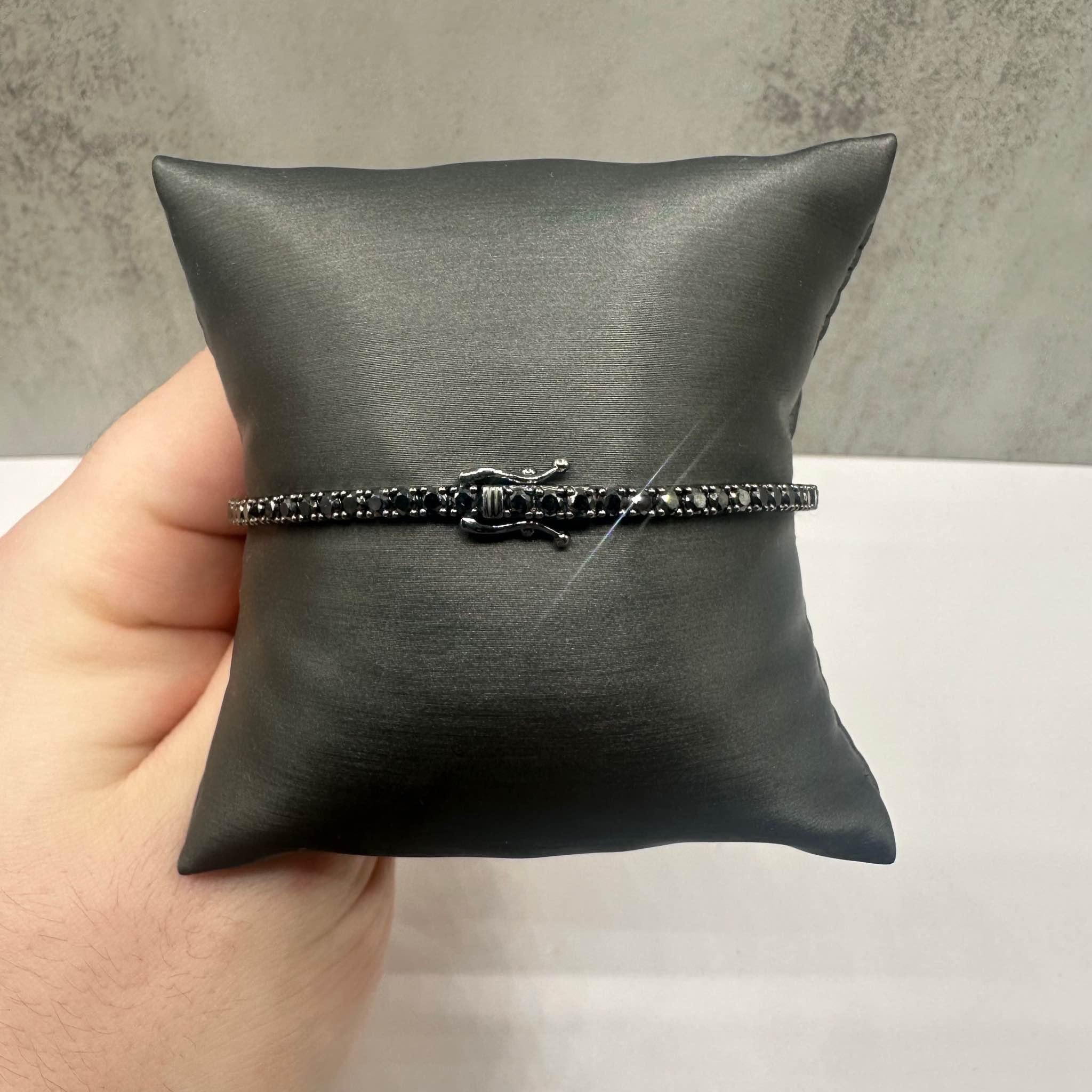 Round Cut Black Diamond Tennis Bracelet in 14kt Gold - 5.15ctw, 8