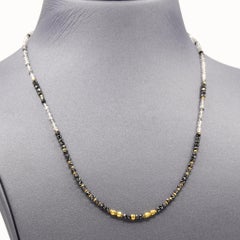 Black Diamond Tourmaline Quartz Gold Oxidized Silver Necklace, Atelier Zobel '25