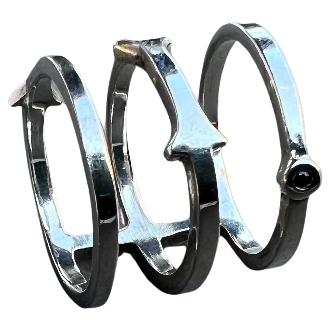 Black Diamond Triple Band Ring White Gold Ring J Dauphin