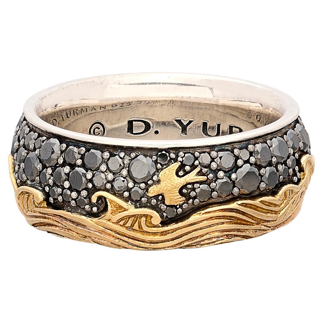 Ring mit schwarzem Diamant Waves von David Yurman