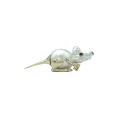 Petronilla Black Diamond White 18 Karat Gold Pearl Pin Mouse Made in Italy