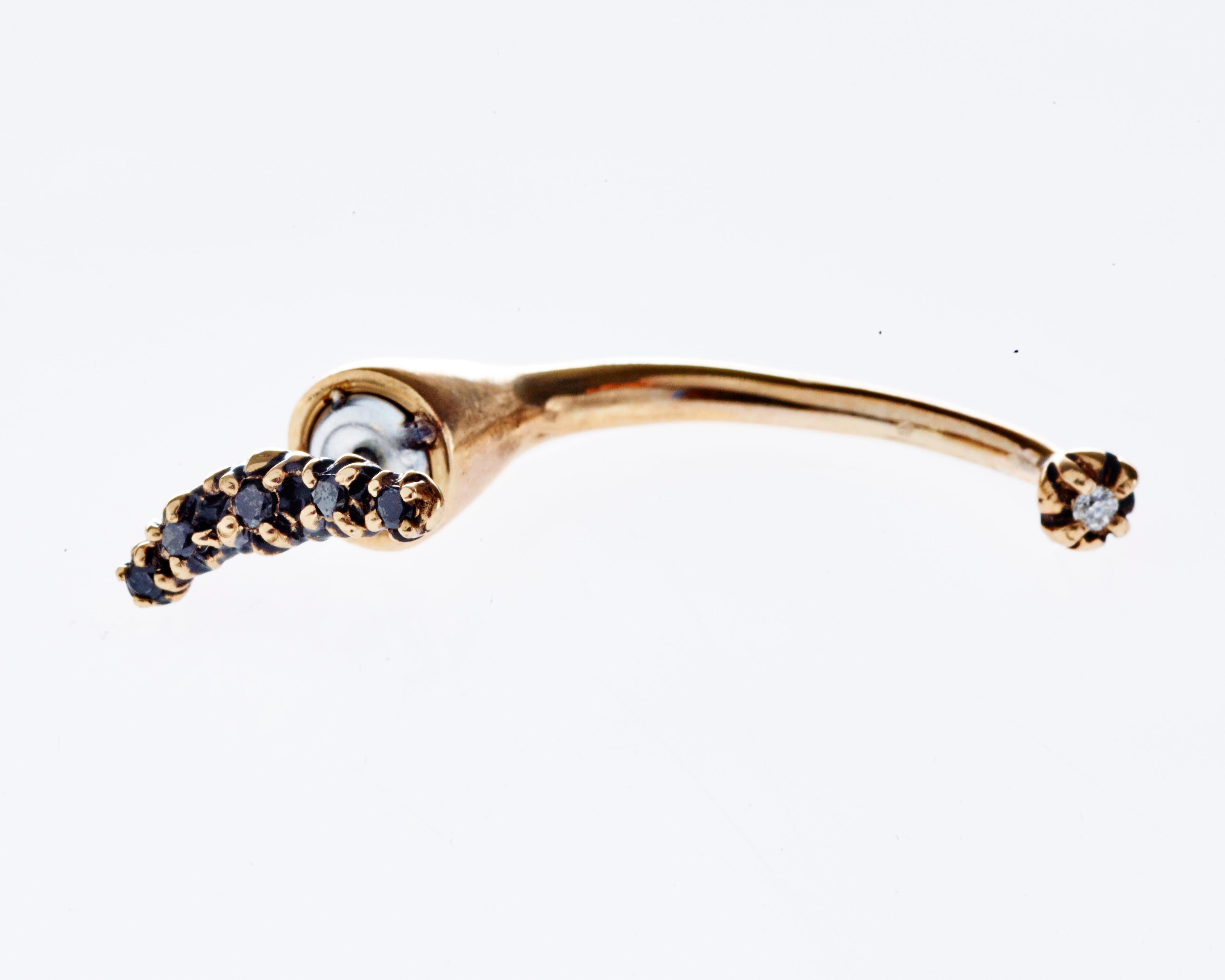 Black Diamond White Diamond  Earring Piercing Solid Gold 

J DAUPHIN 