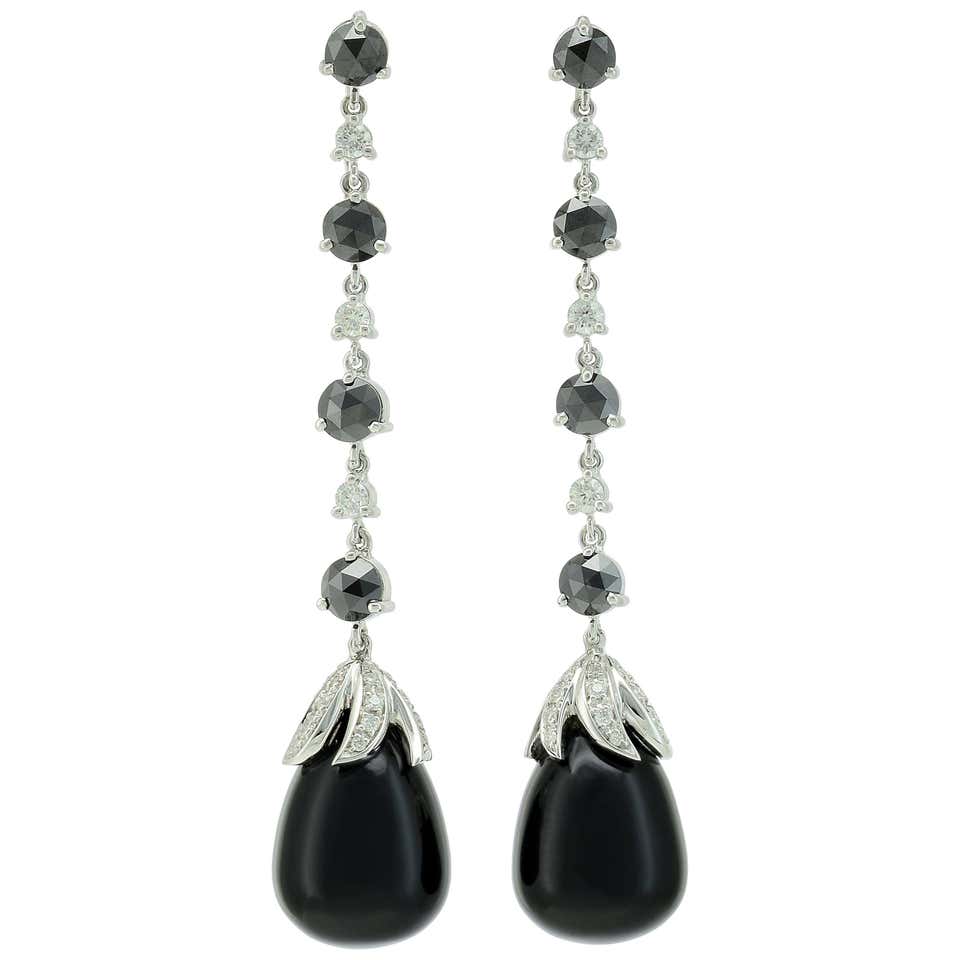 White gold onyx earrings Clearance
