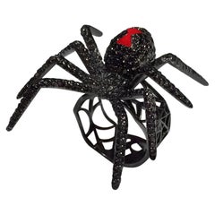 Black Diamond White Gold Cocktail Ring, the Black Widow Spider Ring