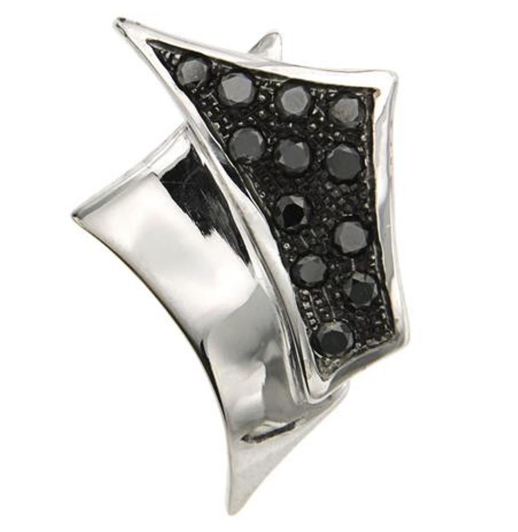 Modern Black Diamonds 18k White Gold Earrings Handcrafted in Italy by Botta Gioielli For Sale