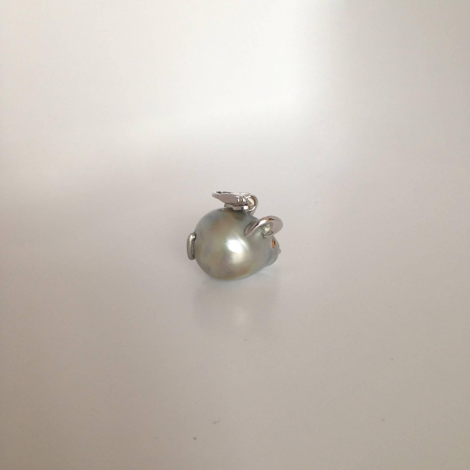Black Diamond White Gold Tahitian Pearl Pendant/Necklace and Charm Mouse 7
