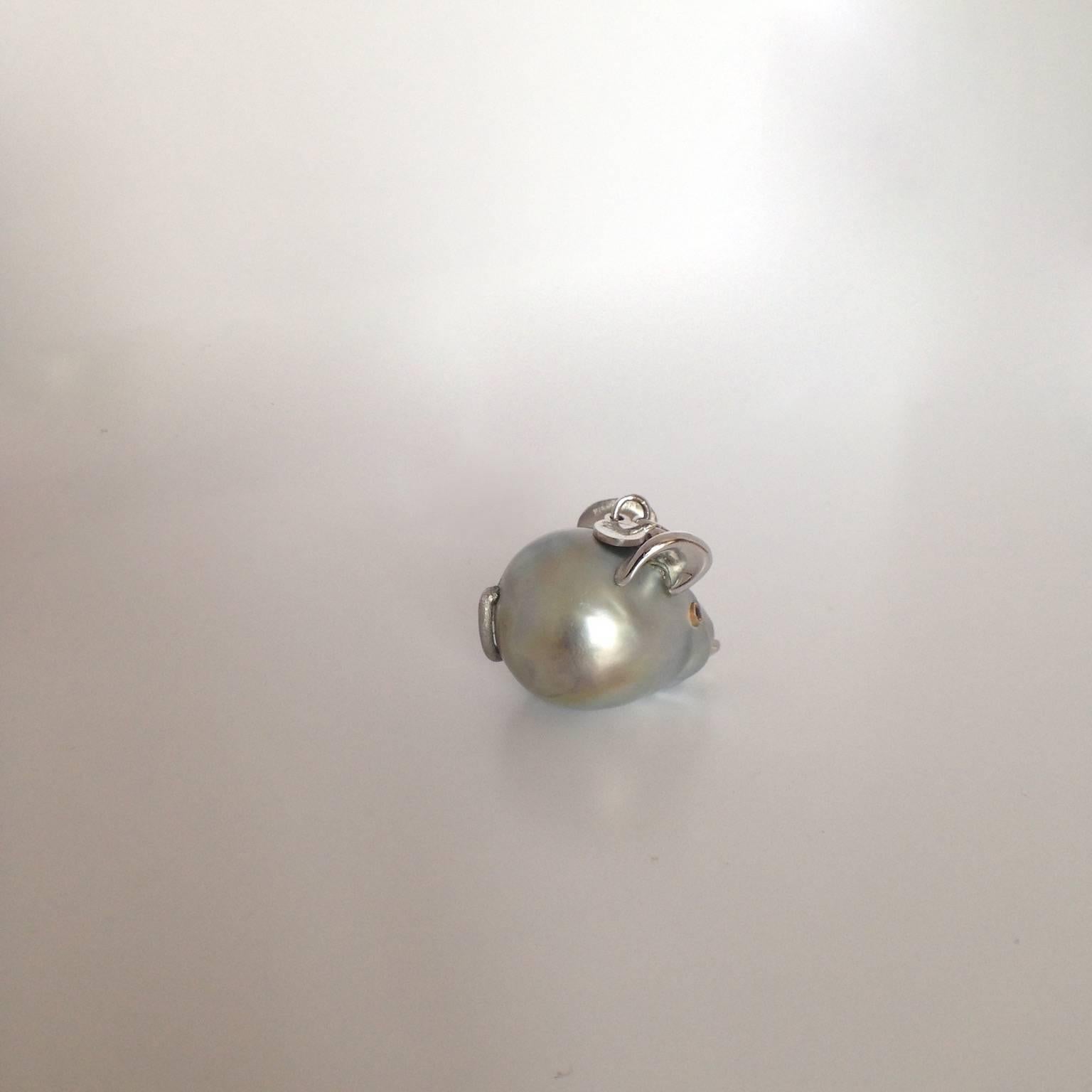 Black Diamond White Gold Tahitian Pearl Pendant/Necklace and Charm Mouse 3