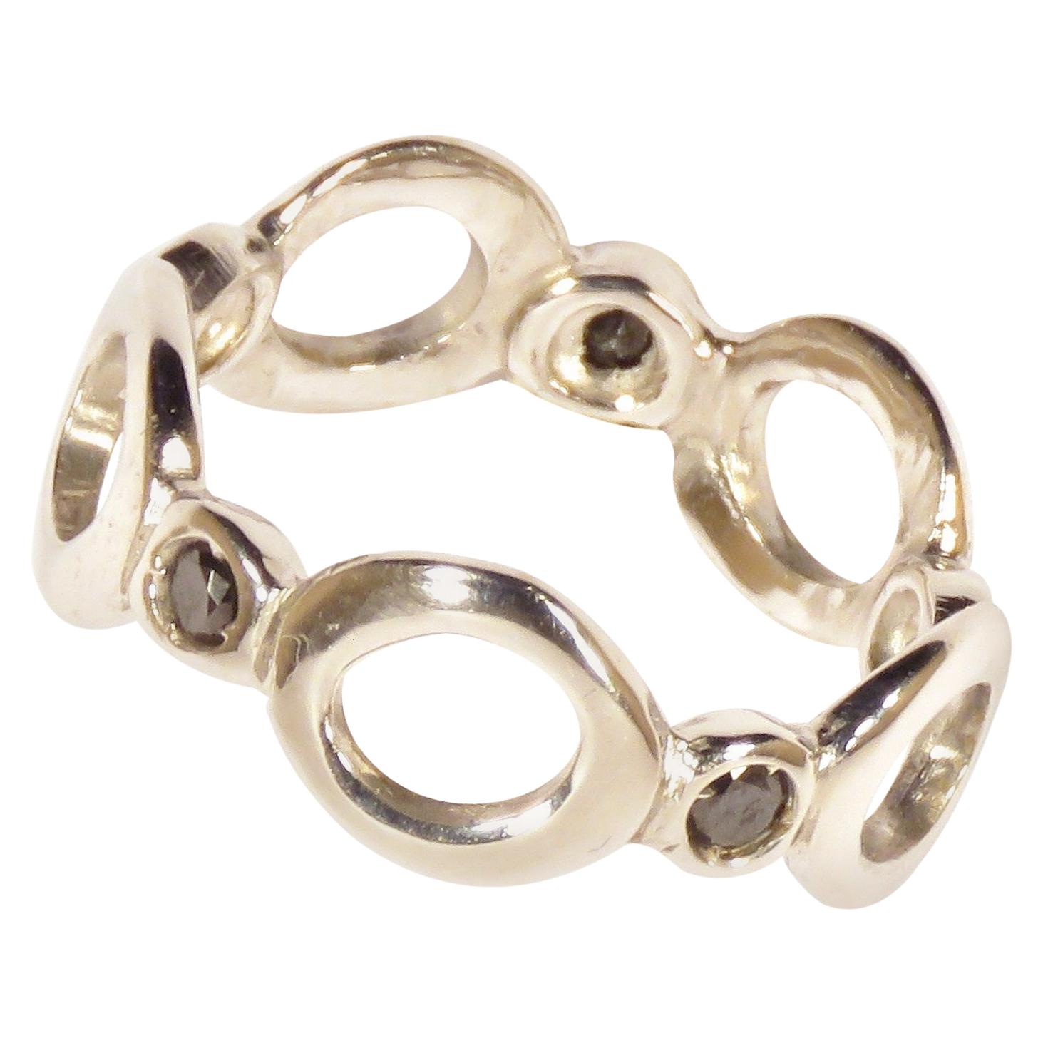 Ring mit schwarzen Diamanten aus 18 Karat Weißgold Handgefertigt in Italien von Botta Gioielli