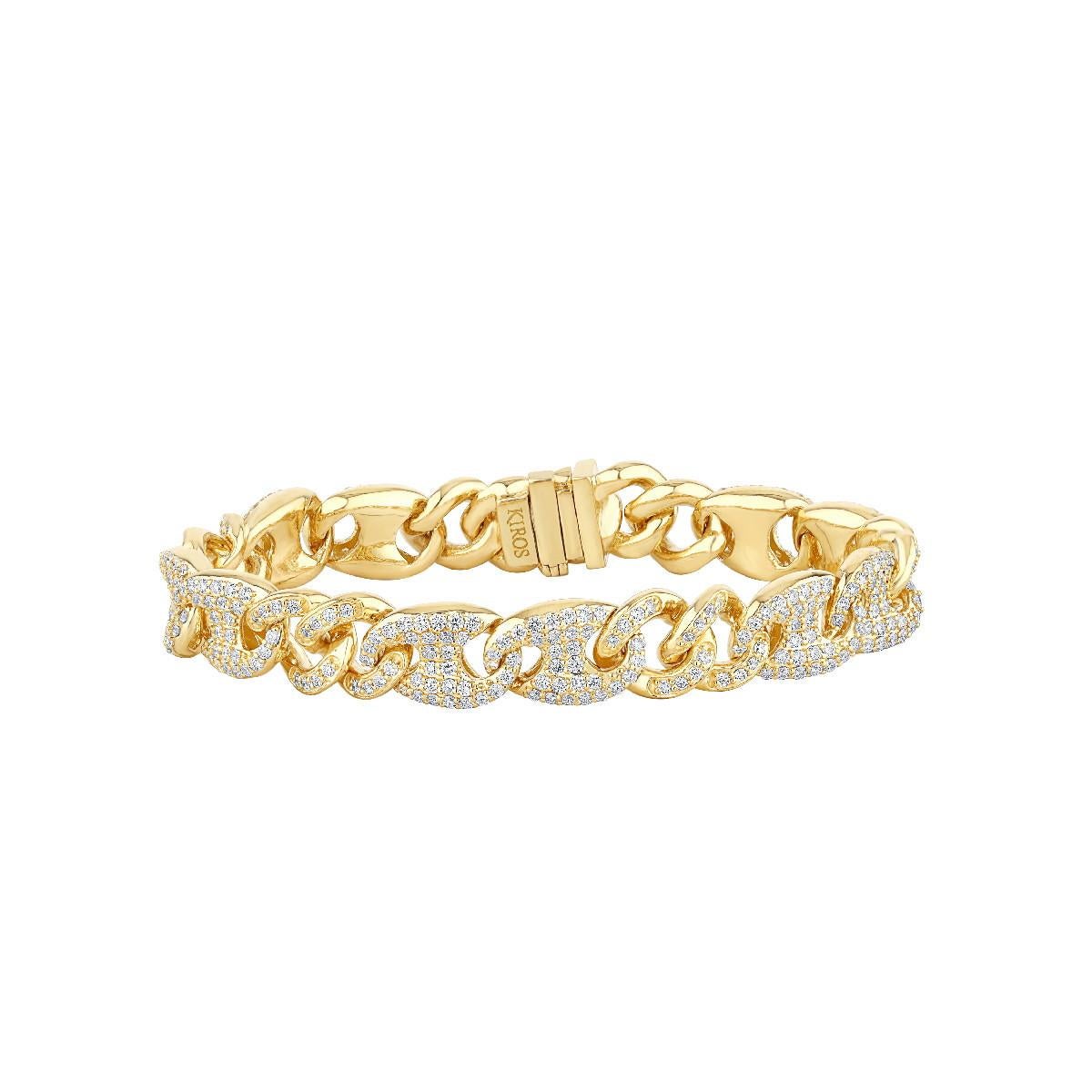 Schwarze Diamanten  & 18K Gelbgold Olympisches Armband (Brillantschliff) im Angebot