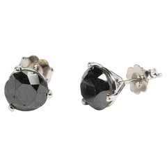 Black Diamonds and 14K White Gold Stud Earrings
