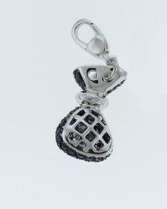 Black Diamonds and 18 Karat White Gold Money Bag Charm by Crivelli