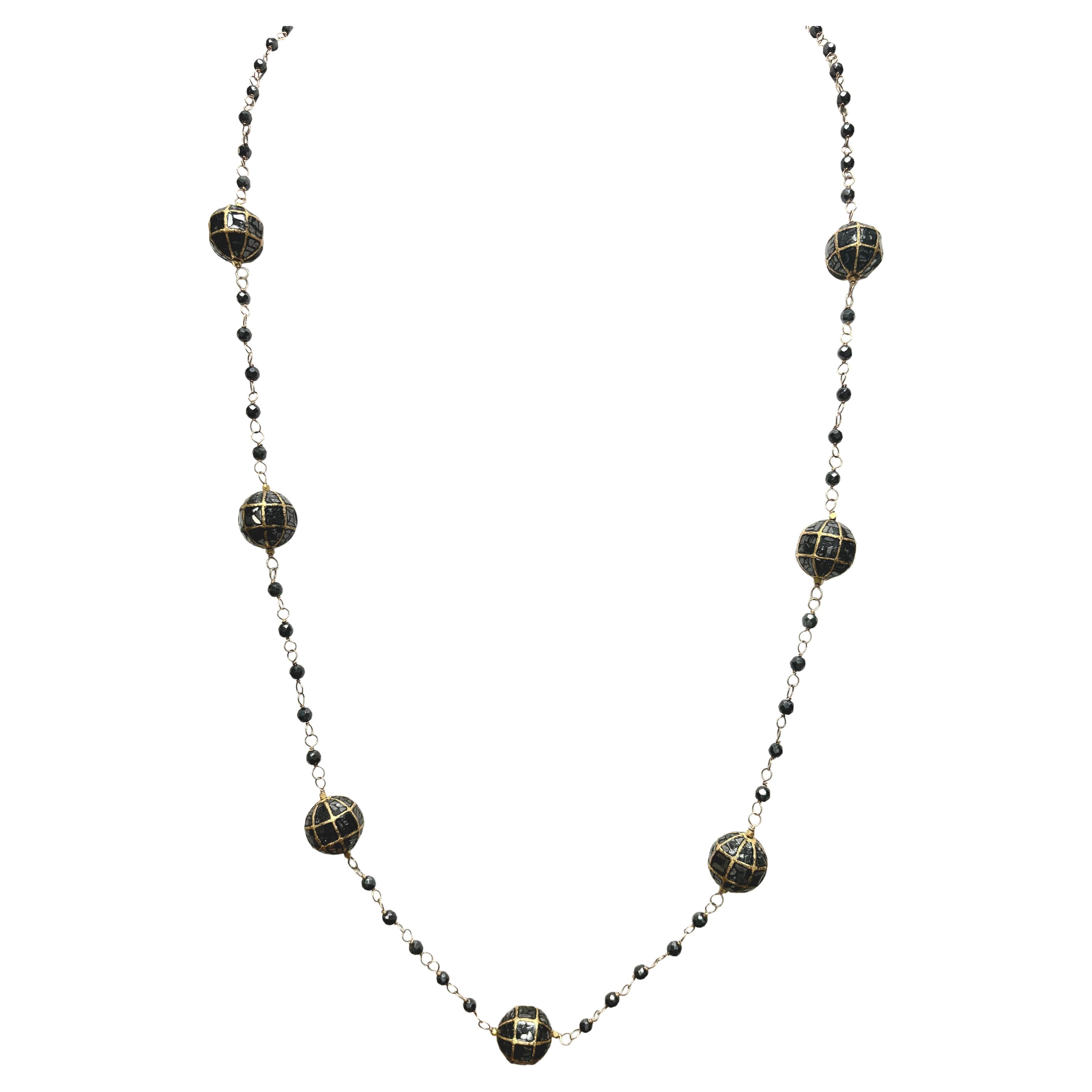 Perlina Collana Paradizia con diamanti neri ed ematite in vendita