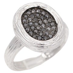 Black Diamonds Ring Sterling Silver 925 and Black Diamonds Cluster Design