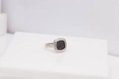 Black Diamonds Ring Sterling Silver 925 and Black Diamonds Square Cluster Design