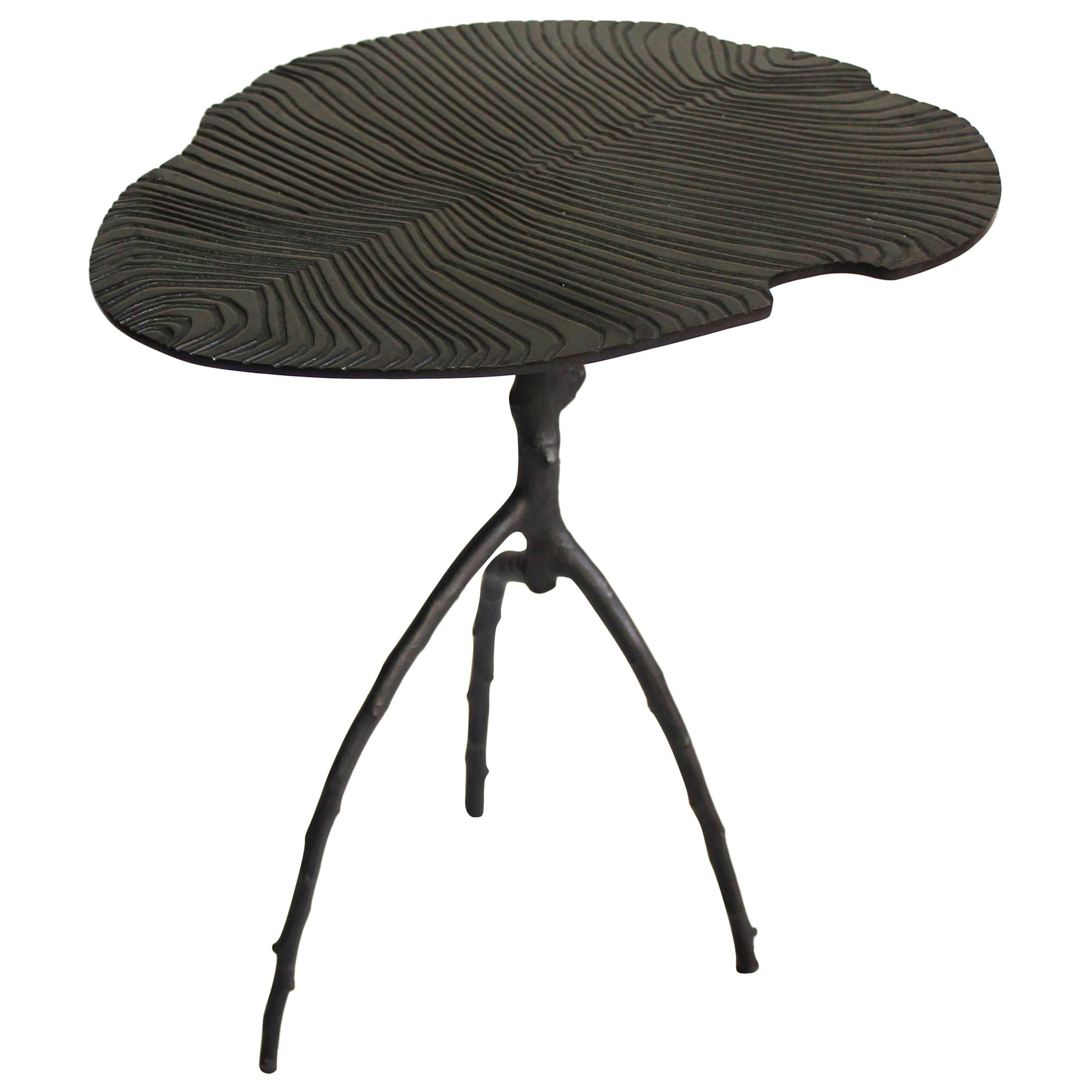 Niedriger Dickinsonia-Tisch aus Bronze, schwarz, auf Lager, Eric Gizard