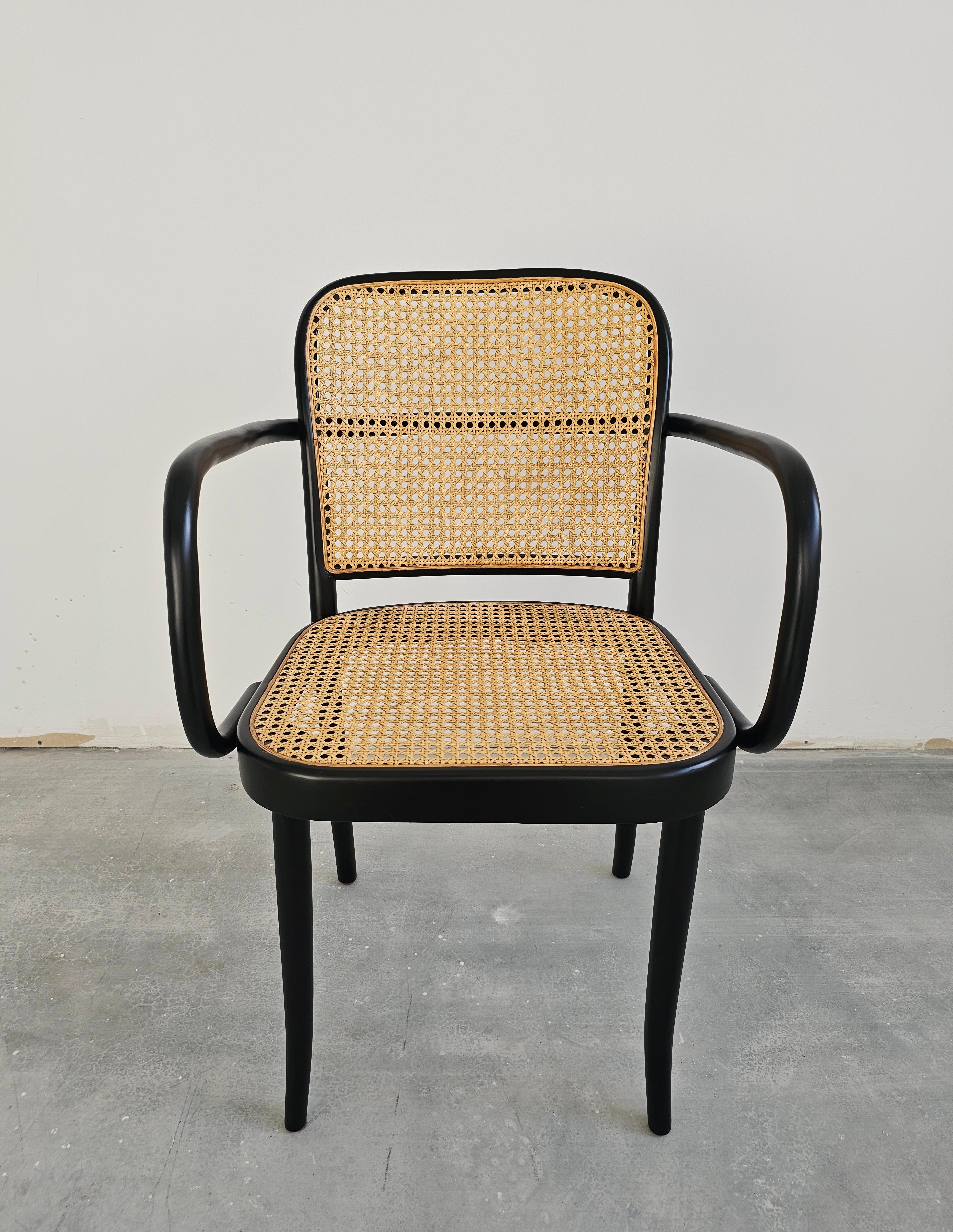 Art nouveau Fauteuils de salle à manger noirs conçus par Josef Hoffmann pour Mundus, Yugoslavia, années 1960 en vente