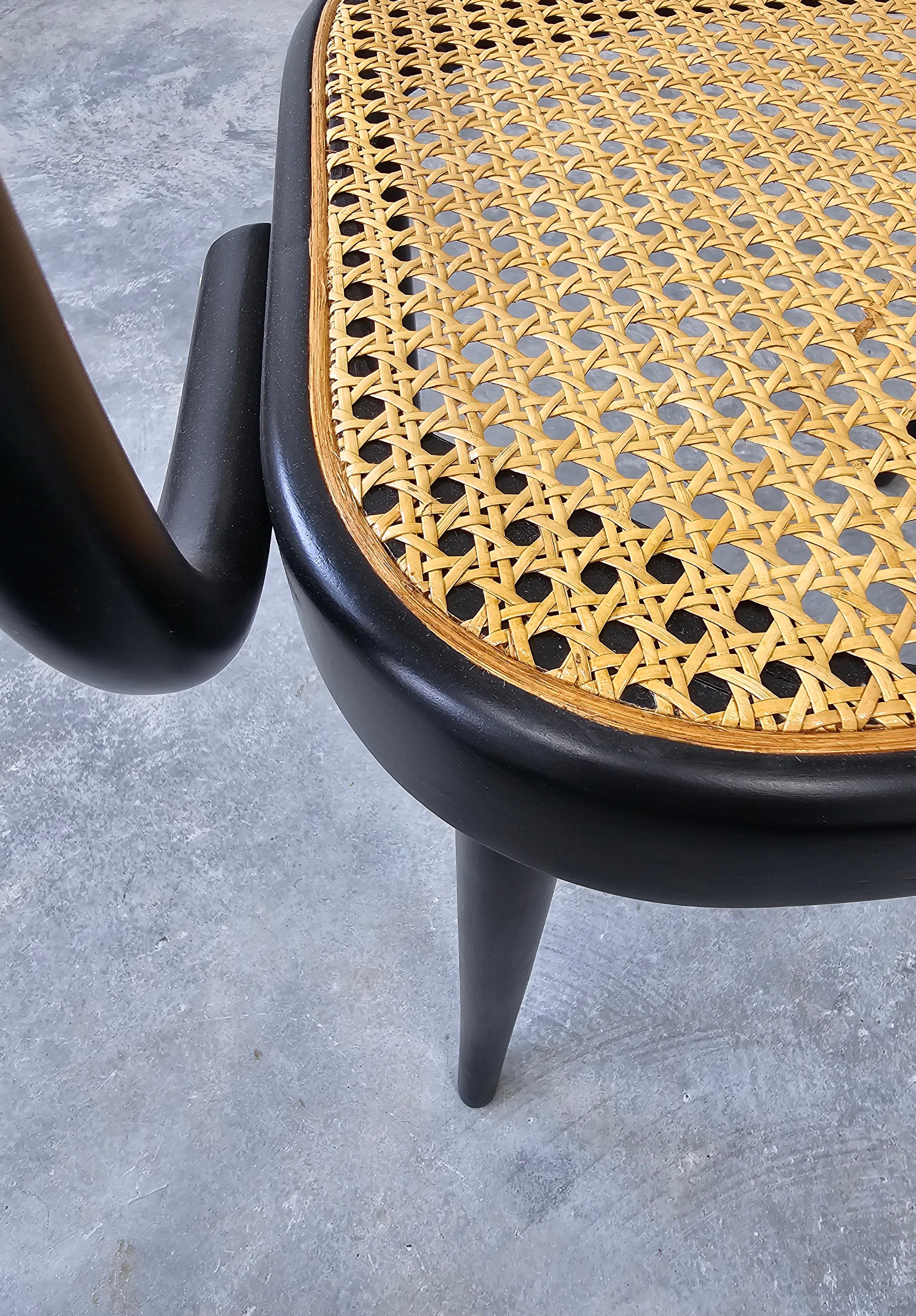 Black Dining Armchairs designed by Josef Hoffmann for Mundus, Yugoslavia 1960s For Sale 1
