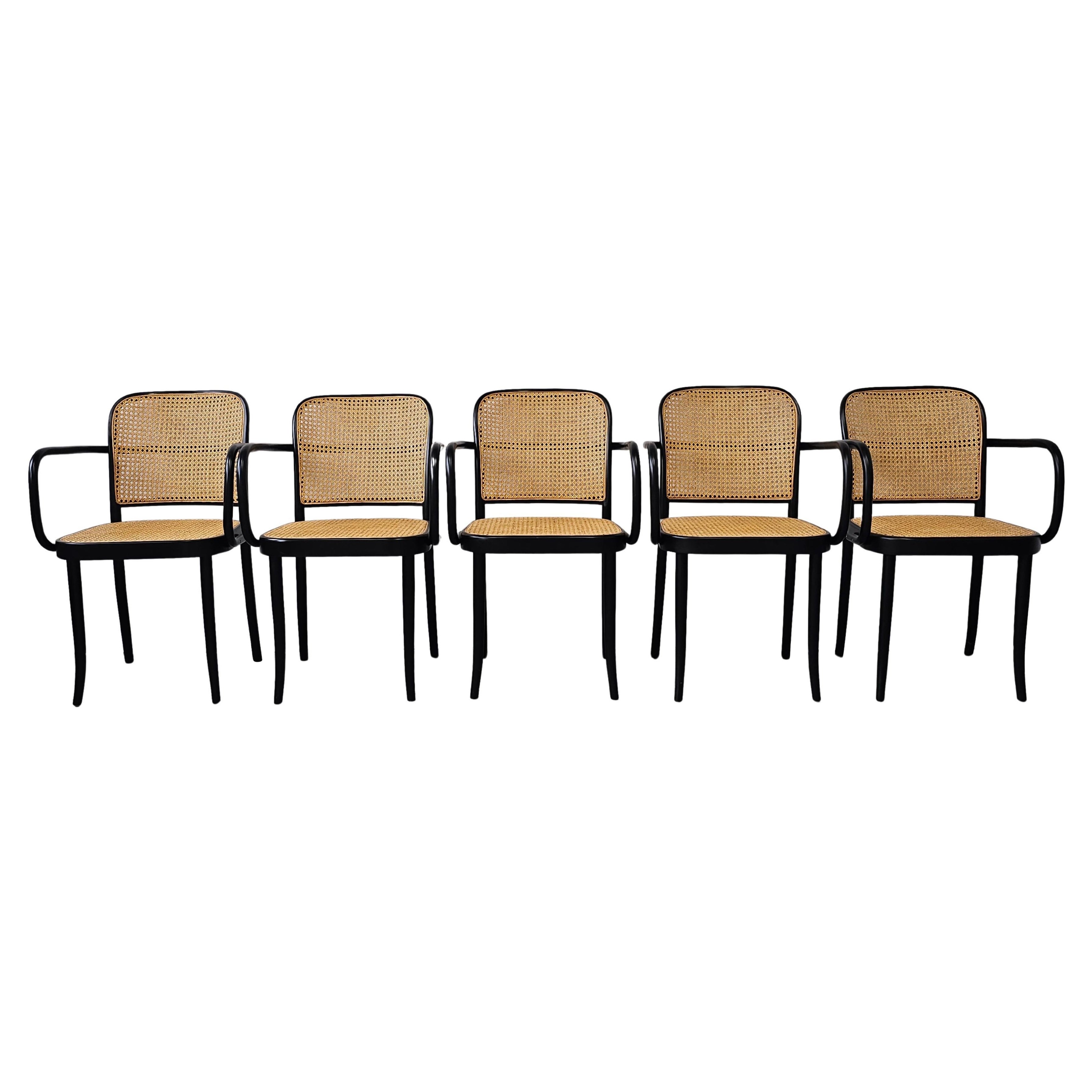 Fauteuils de salle à manger noirs conçus par Josef Hoffmann pour Mundus, Yugoslavia, années 1960