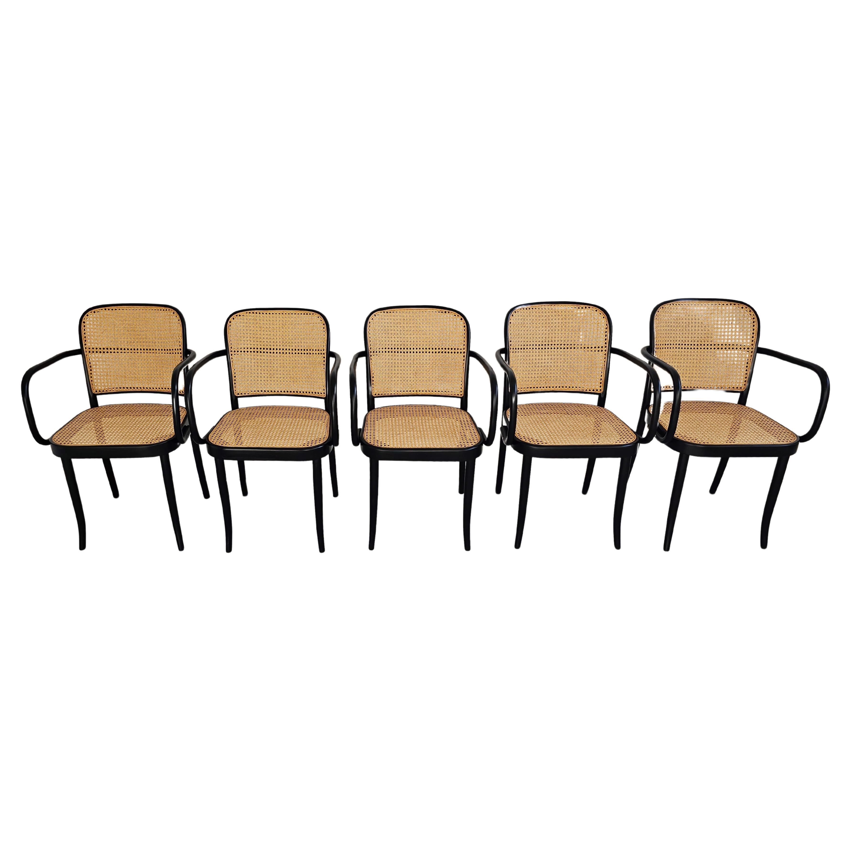 Black Dining Armchairs designed by Josef Hoffmann for Mundus, Yugoslavia 1960s For Sale