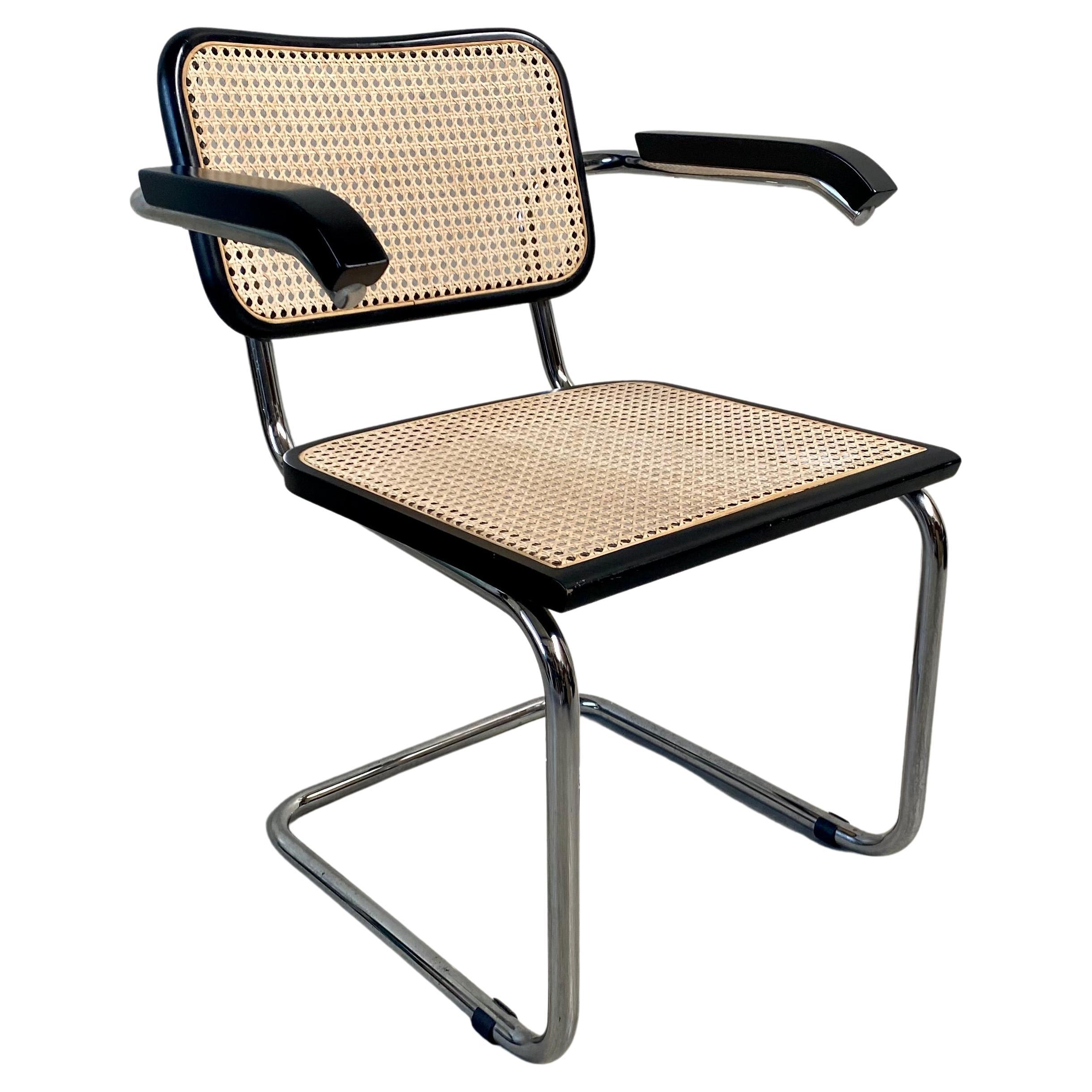 Black Dining Chair "Cesca" B32 by Marcel Breuer for Fasem, Italy, 1970
