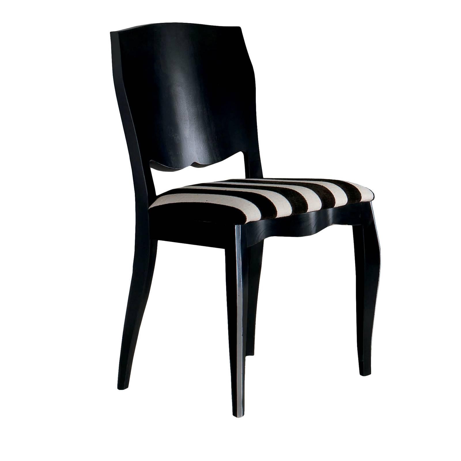 Black Dining Chair with Black & White Cushion