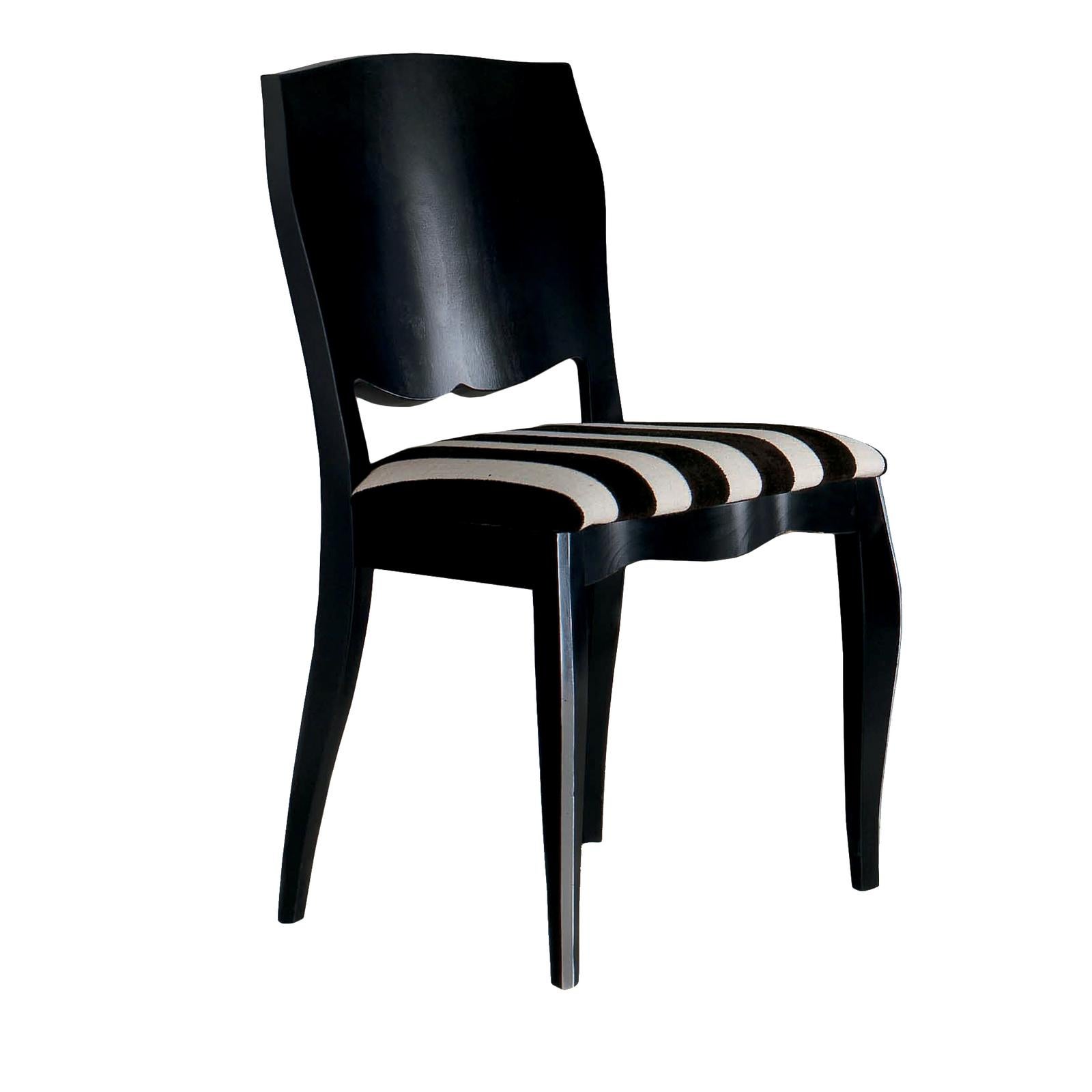 Italian Black Dining Chair with Black & White Cushion