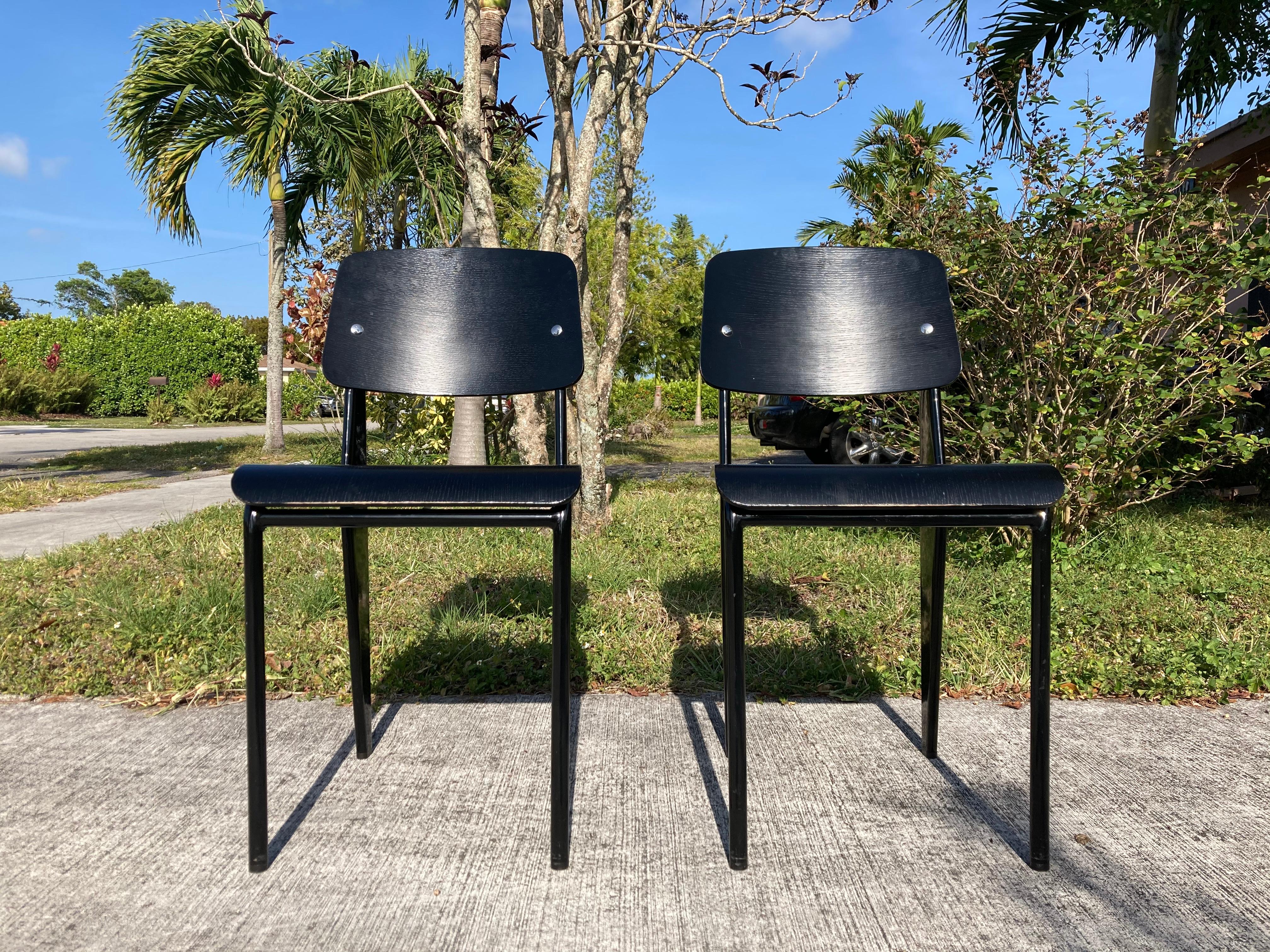 Black Dining Chairs in the Style of Jean Prouve 3
