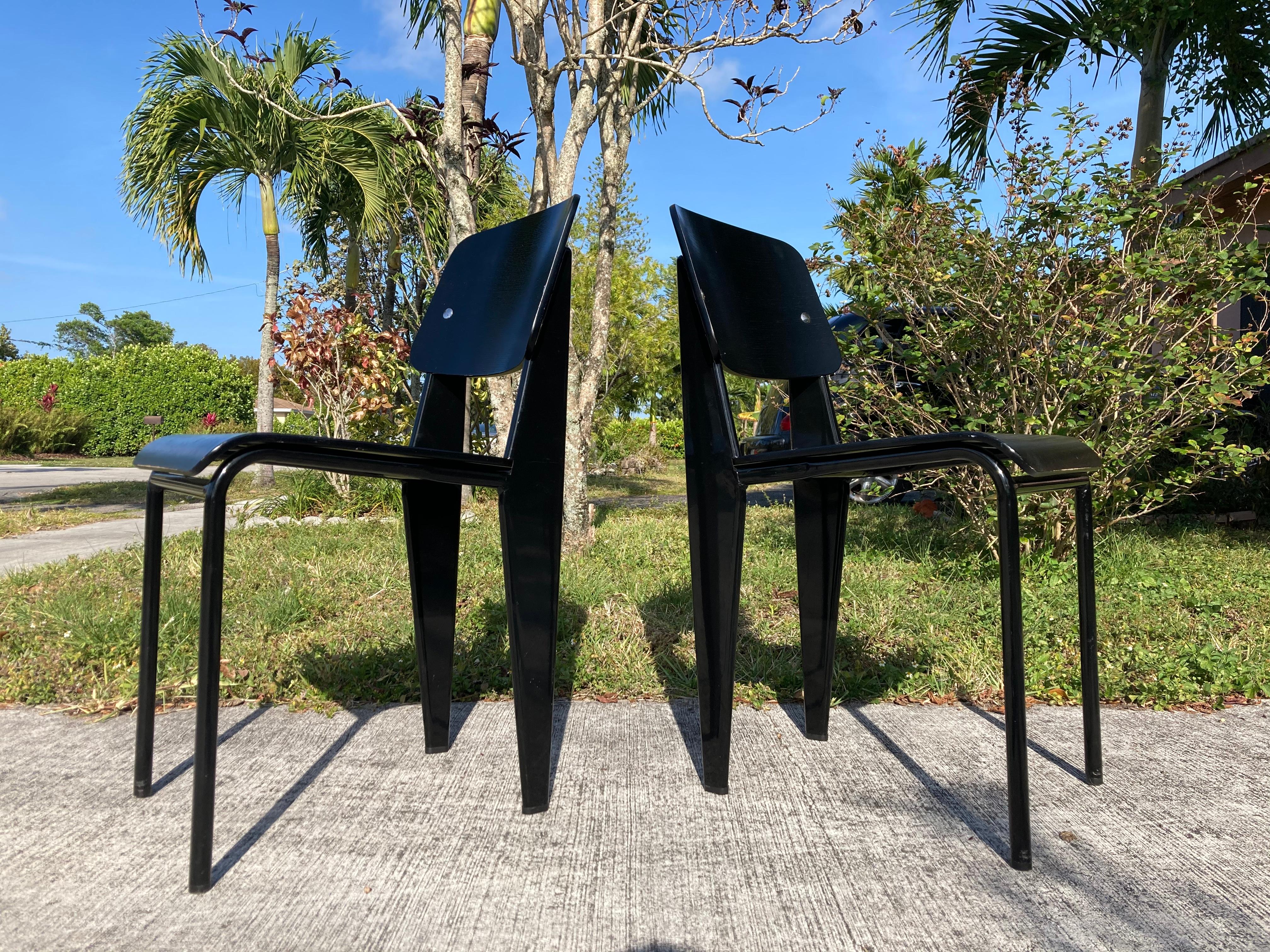 Black Dining Chairs in the Style of Jean Prouve 1