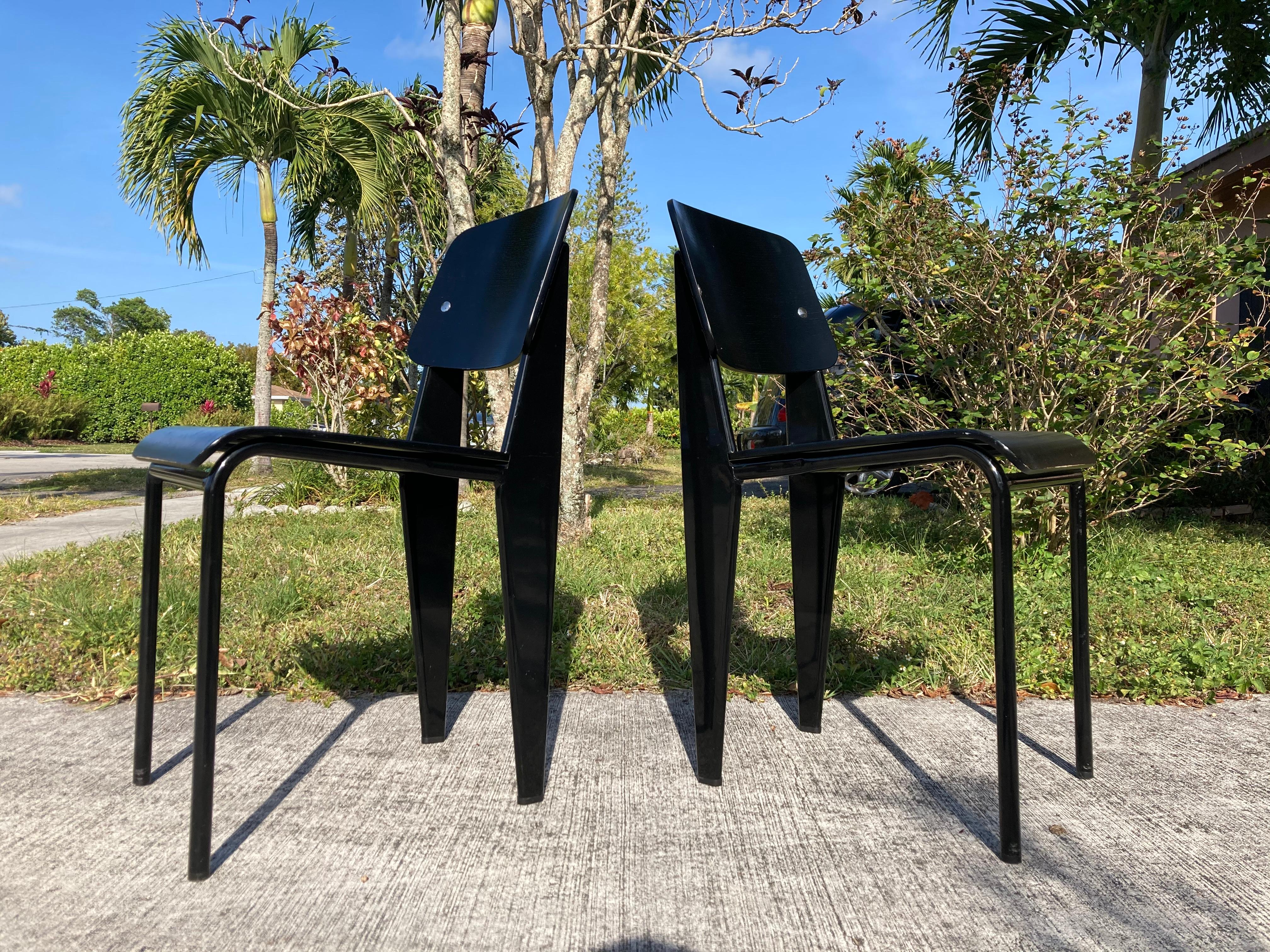 Black Dining Chairs in the Style of Jean Prouve 2