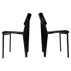 Black Dining Chairs in the Style of Jean Prouve