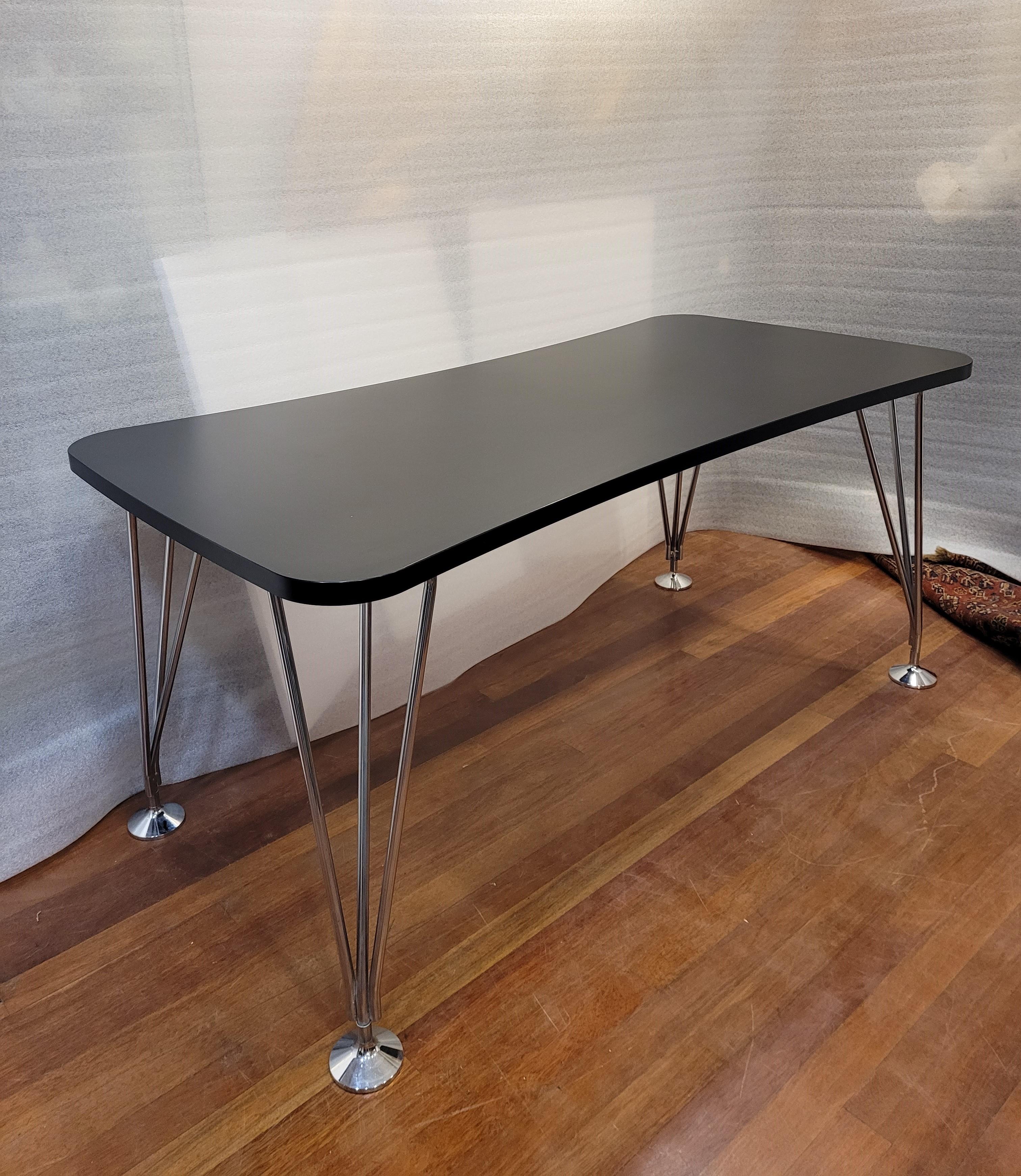 Plywood Black Dining Table by Piet Hein for Fritz Hansen, 1960s For Sale