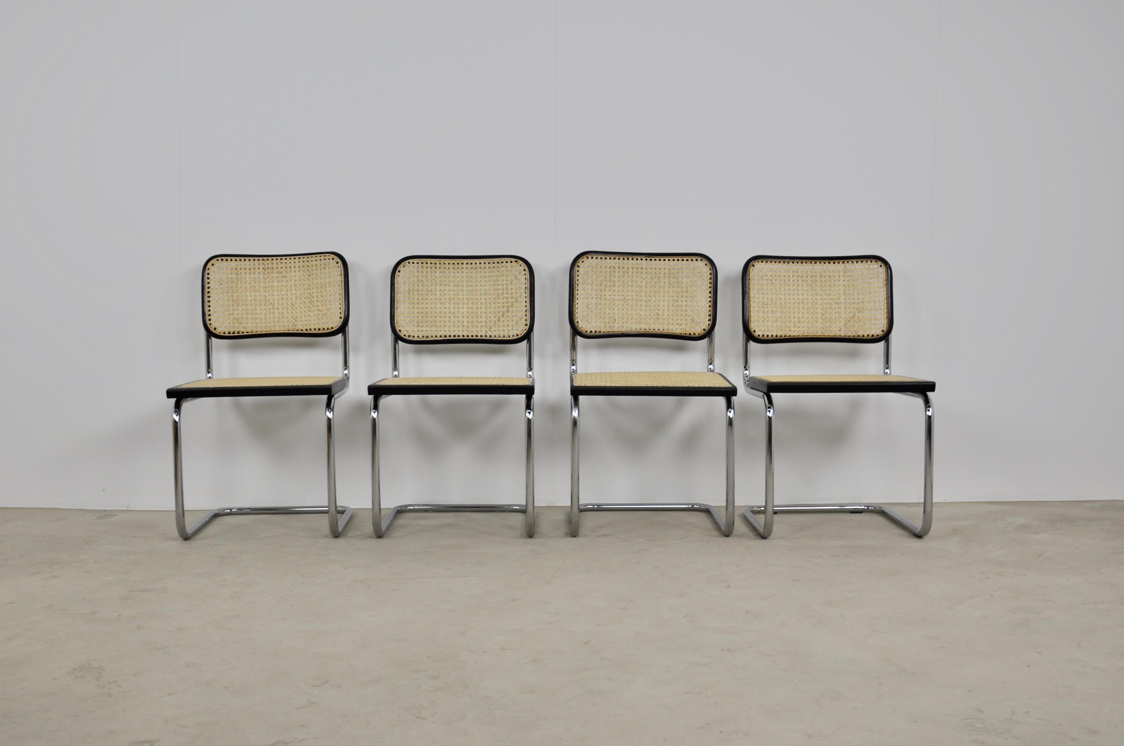 Mid-Century Modern Black Dinning Style Chairs B32 by Marcel Breuer 1980s Set of 4