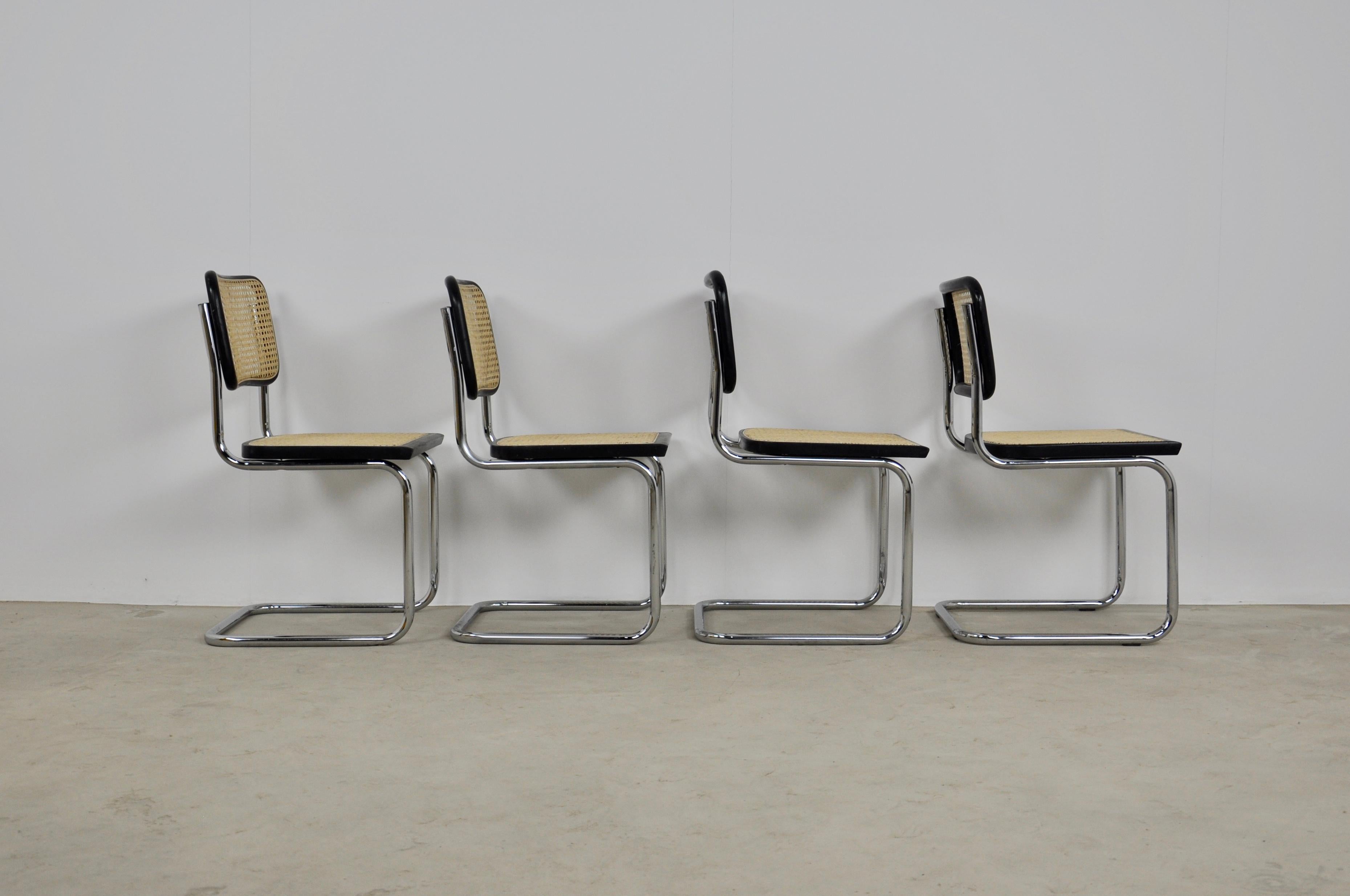 Black Dinning Style Chairs B32 by Marcel Breuer 1980s Set of 4 In Good Condition In Lasne, BE