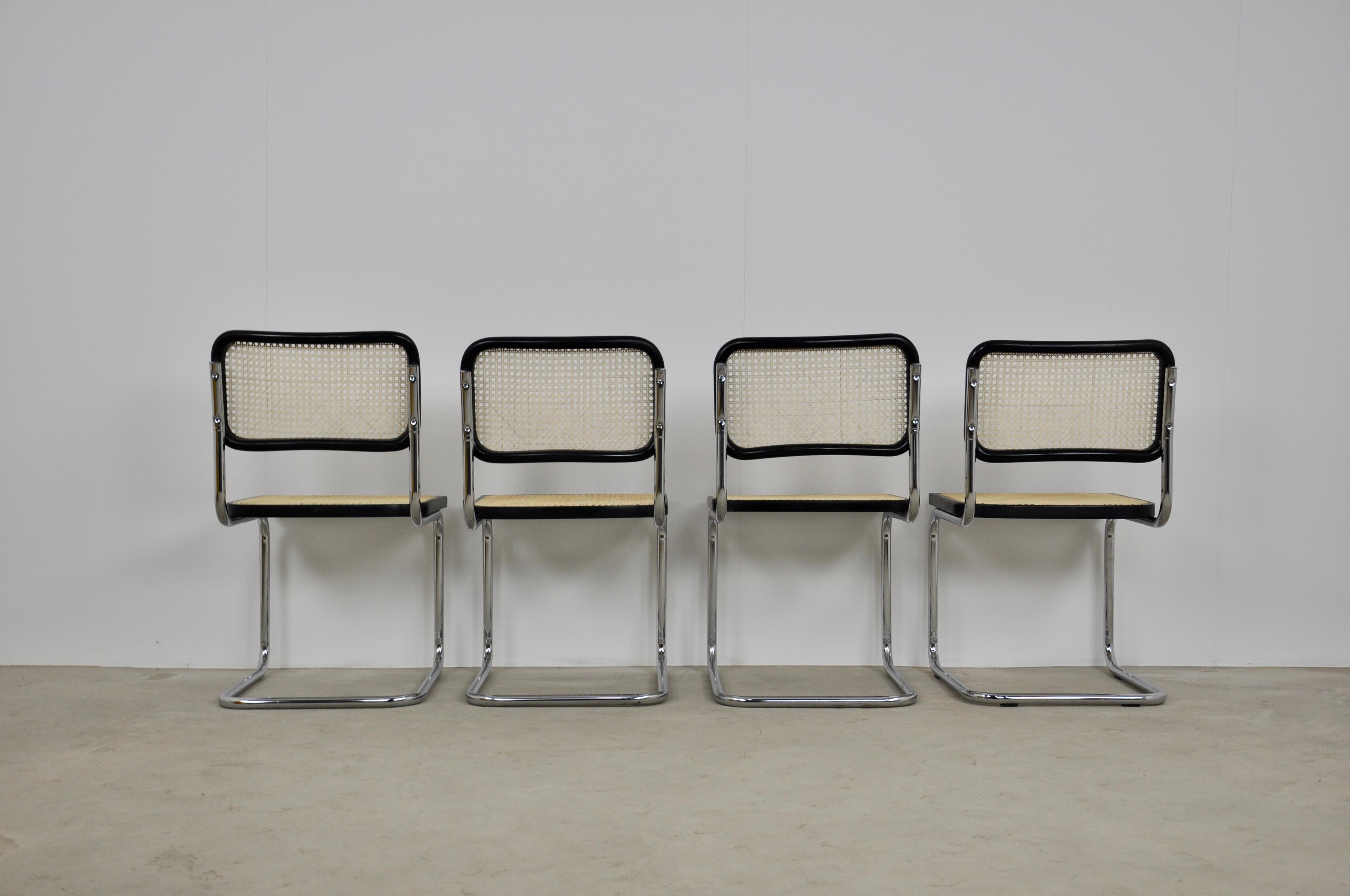 Metal Black Dinning Style Chairs B32 by Marcel Breuer 1980s Set of 4