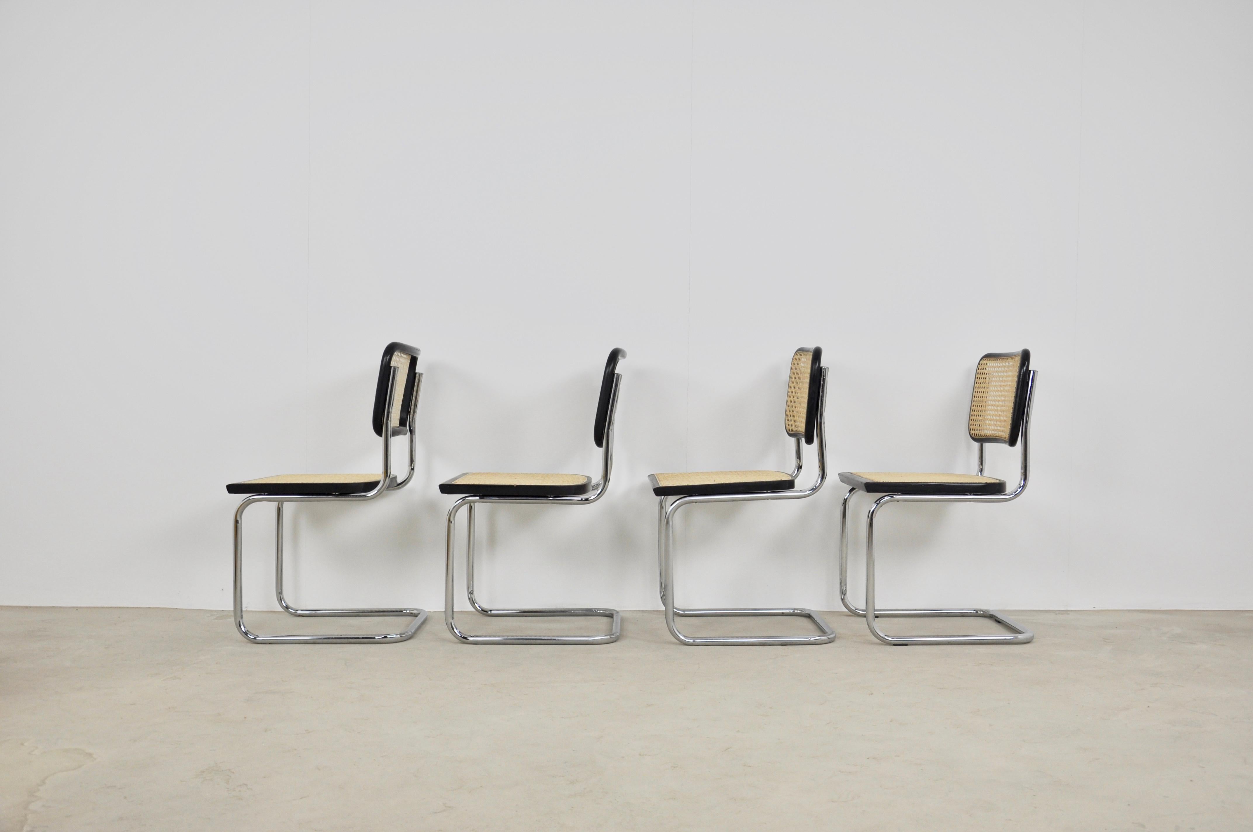 Black Dinning Style Chairs B32 by Marcel Breuer 1980s Set of 4 1