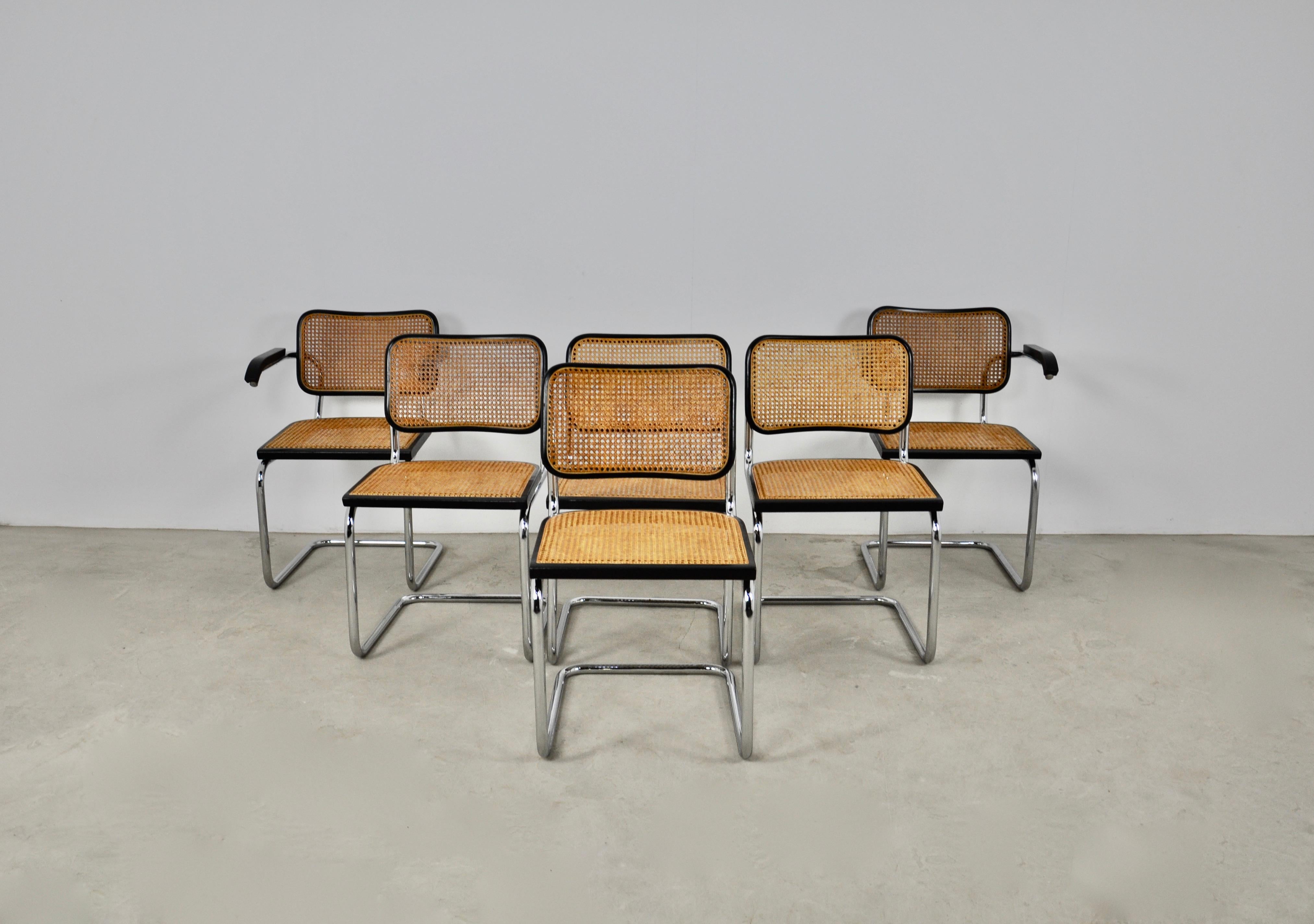 Black Dinning Style Chairs B32 by Marcel Breuer Set 6 3