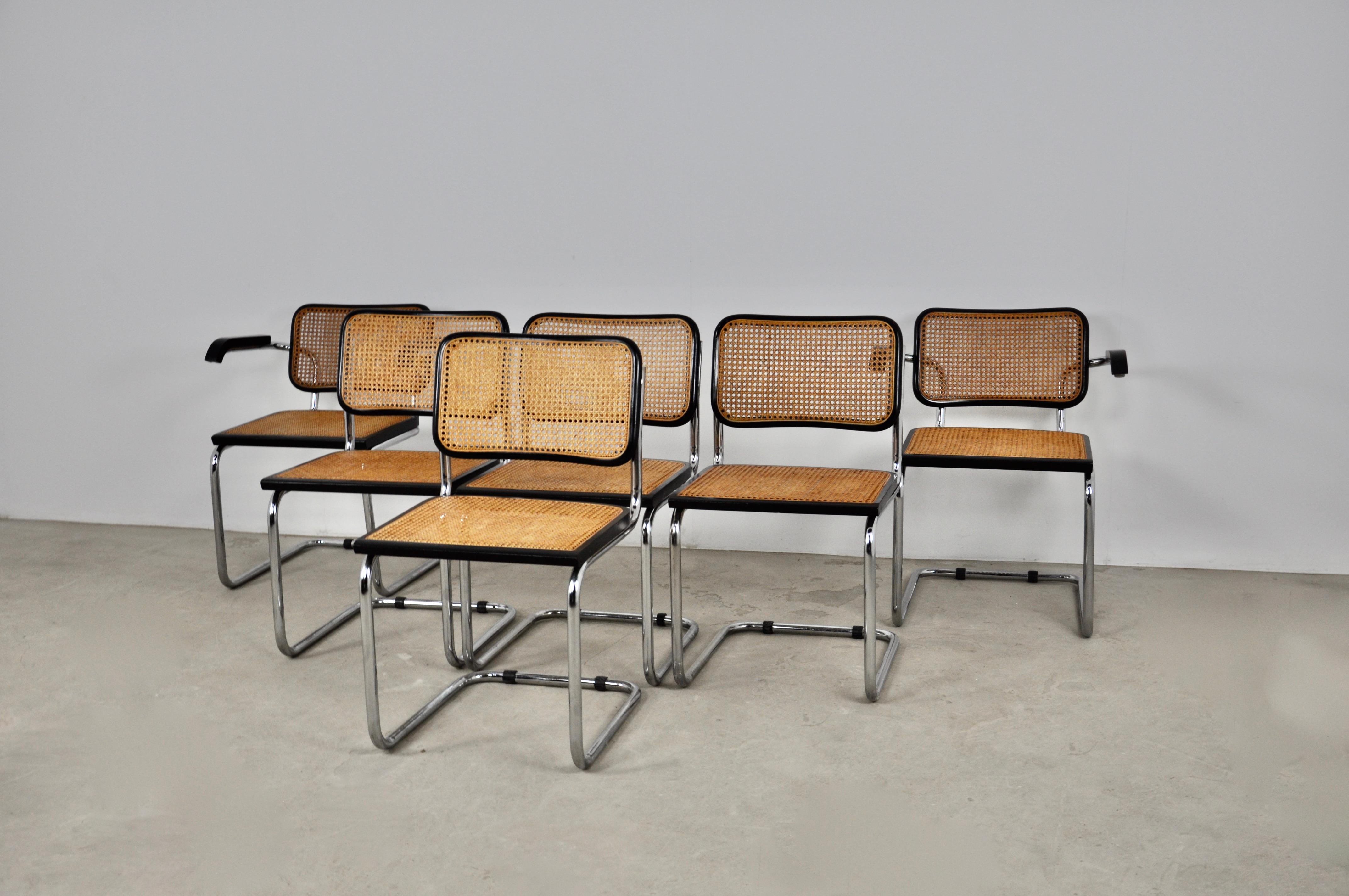 Black Dinning Style Chairs B32 by Marcel Breuer Set 6 3