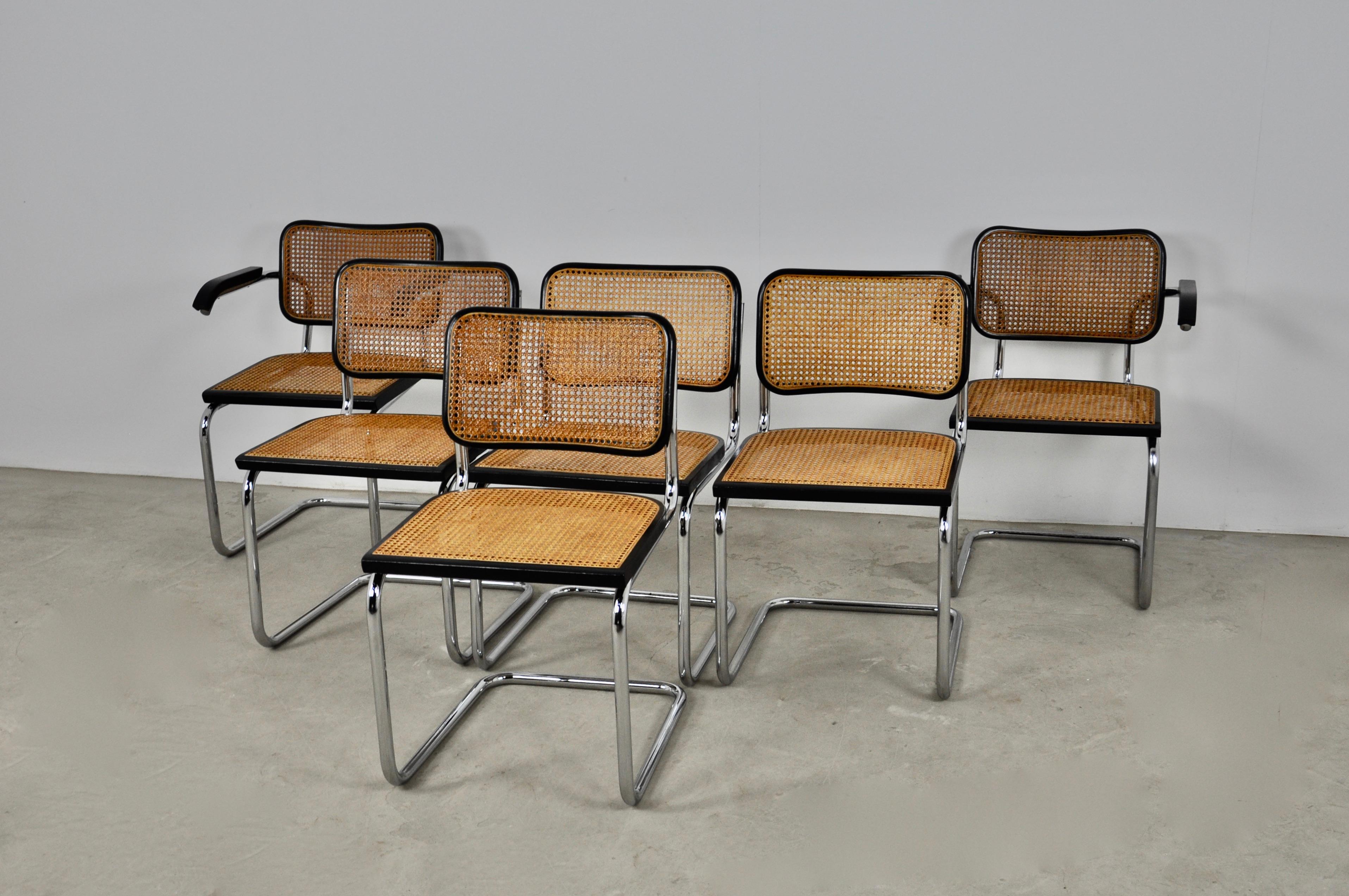 Black Dinning Style Chairs B32 by Marcel Breuer Set 6 4