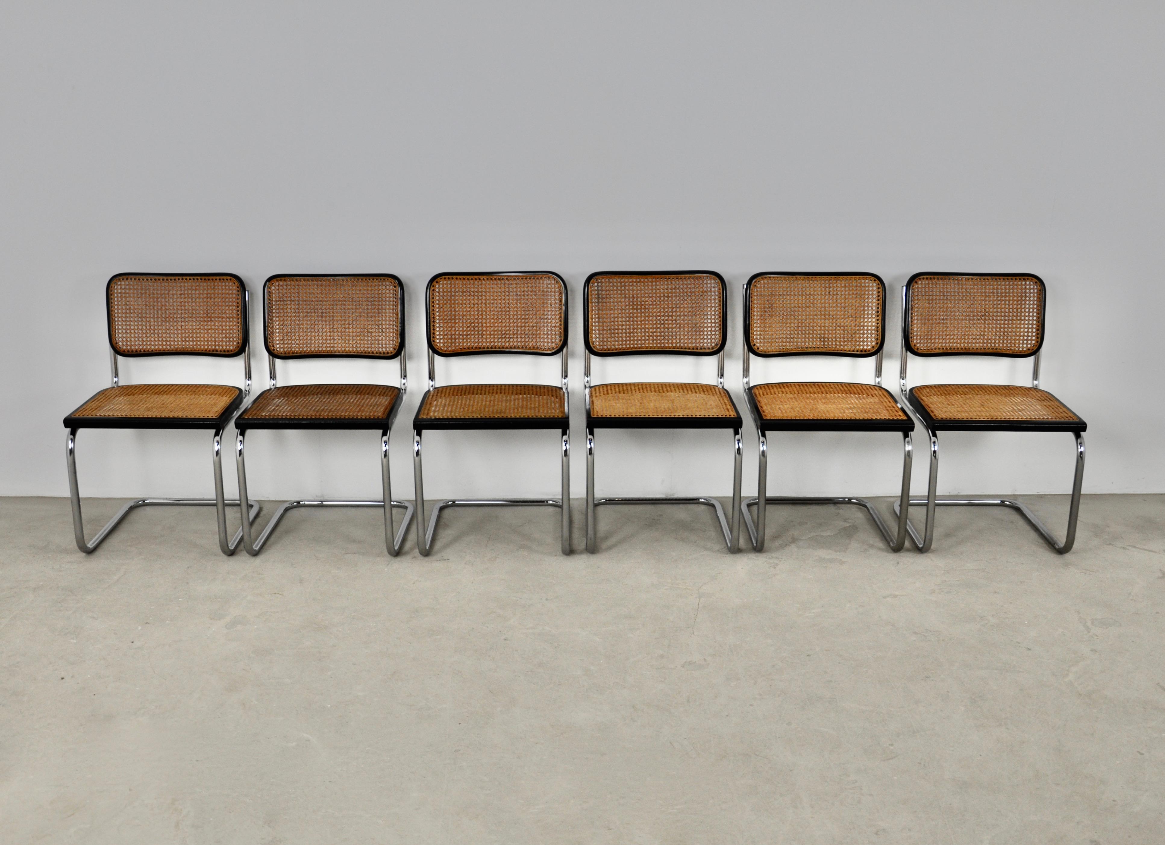 Mid-Century Modern Black Dinning Style Chairs B32 by Marcel Breuer Set 6