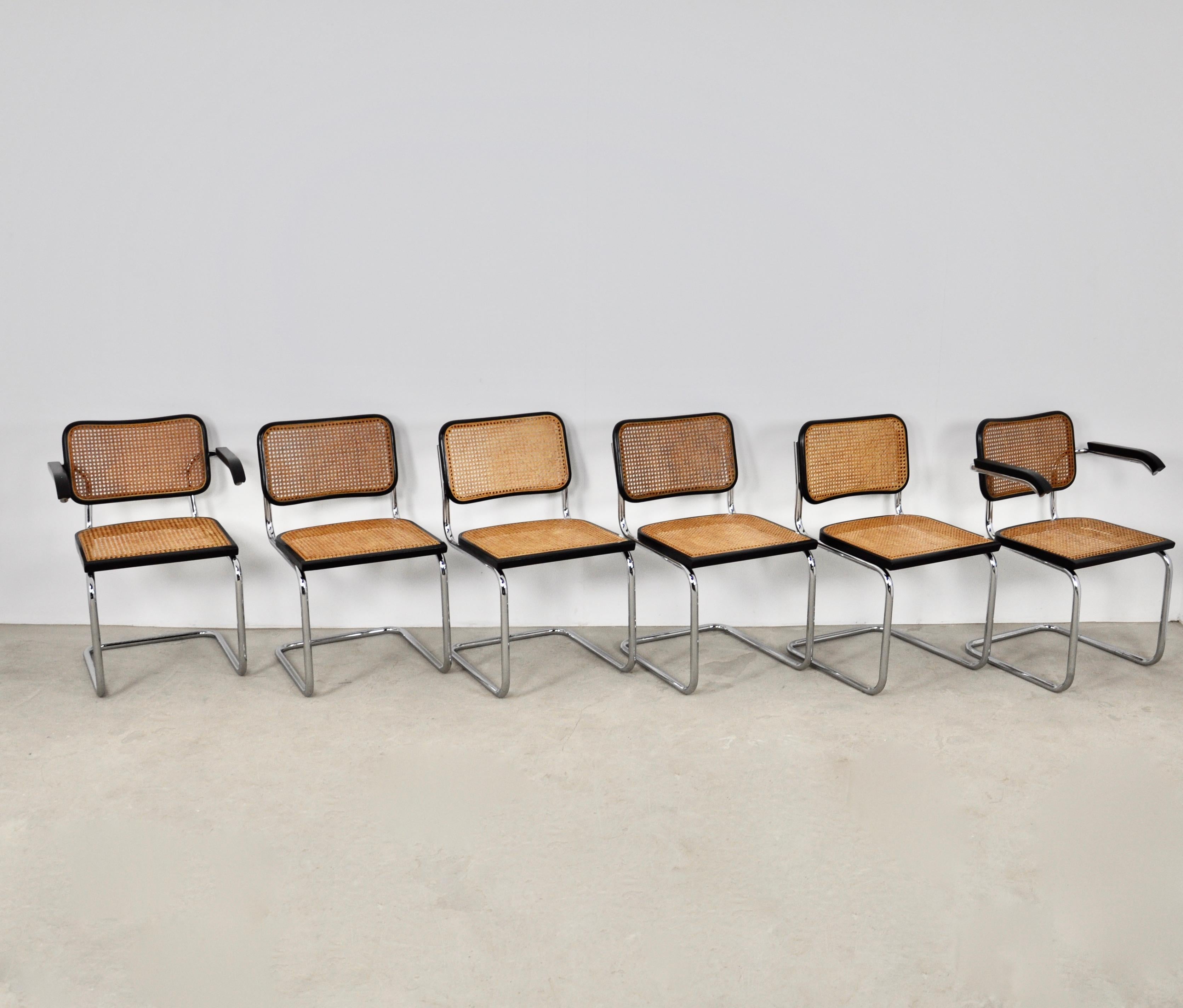 Mid-Century Modern Black Dinning Style Chairs B32 by Marcel Breuer Set 6