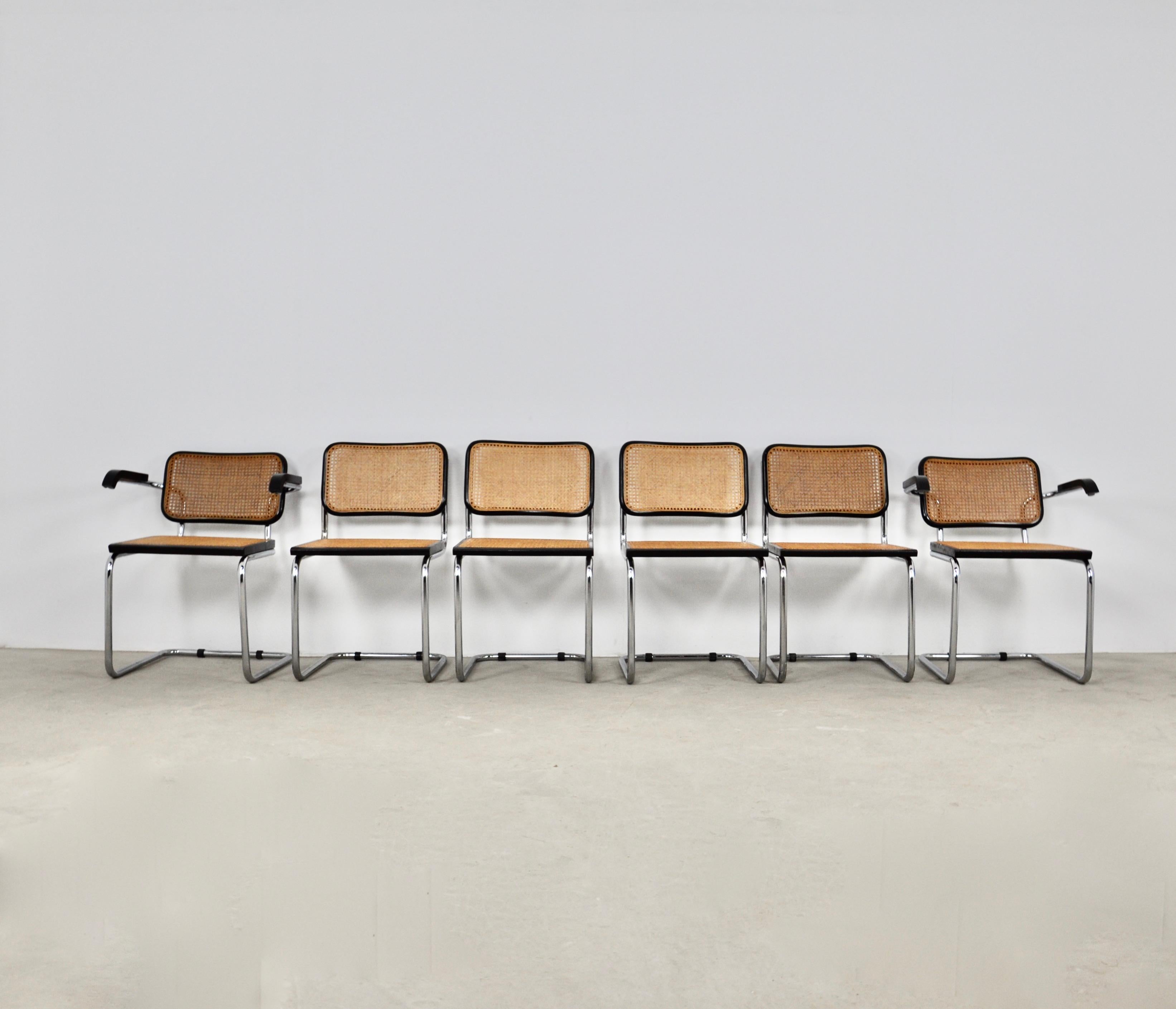 Mid-Century Modern Black Dinning Style Chairs B32 by Marcel Breuer Set 6